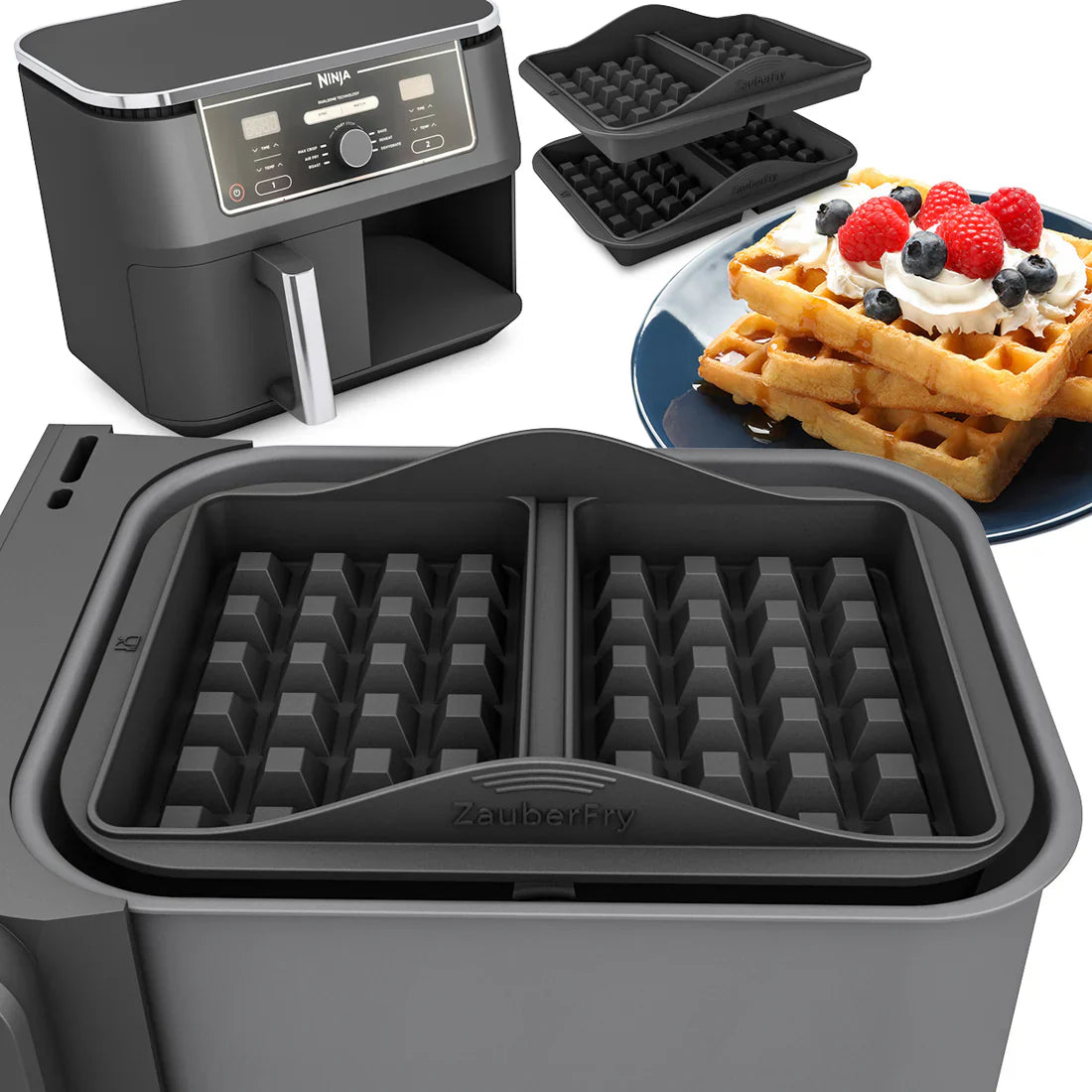 ZauberFry - Backform Waffeleinsatz kompatibel mit Ninja Airfryer (2er-Set)