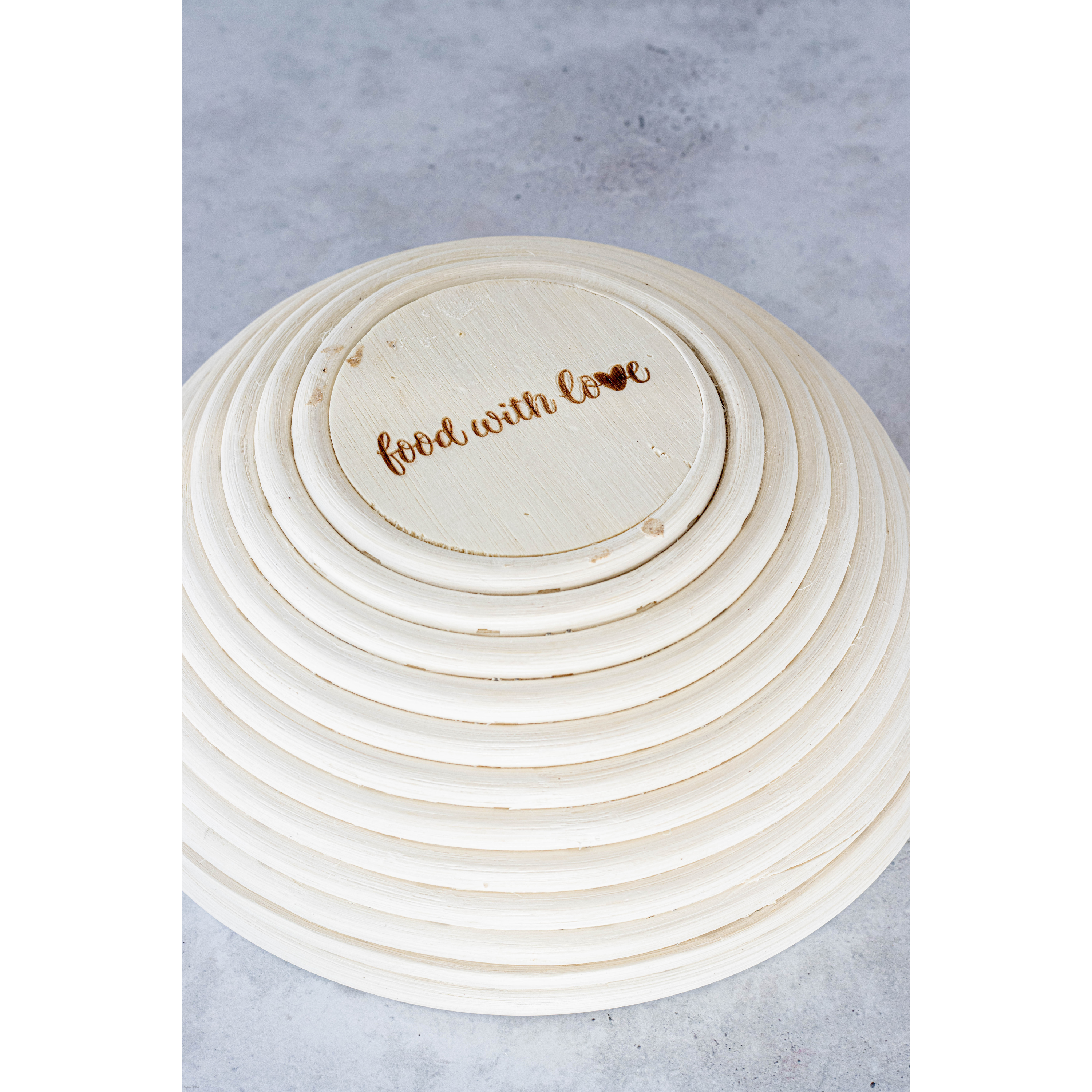 Gärkörbchen „food with love“ aus Peddigrohr | rund Ø 23 cm