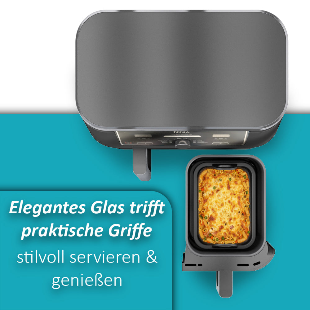 VentiFry Glasauflaufform für Airfryer mit Silikongriffen