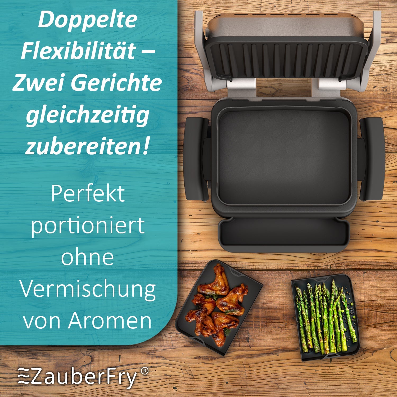 ZauberFry | Backschalenteiler kompatibel mit Tefal OptiGrill, Elite, Plus +, Elite Plus, 4in1, 2in1