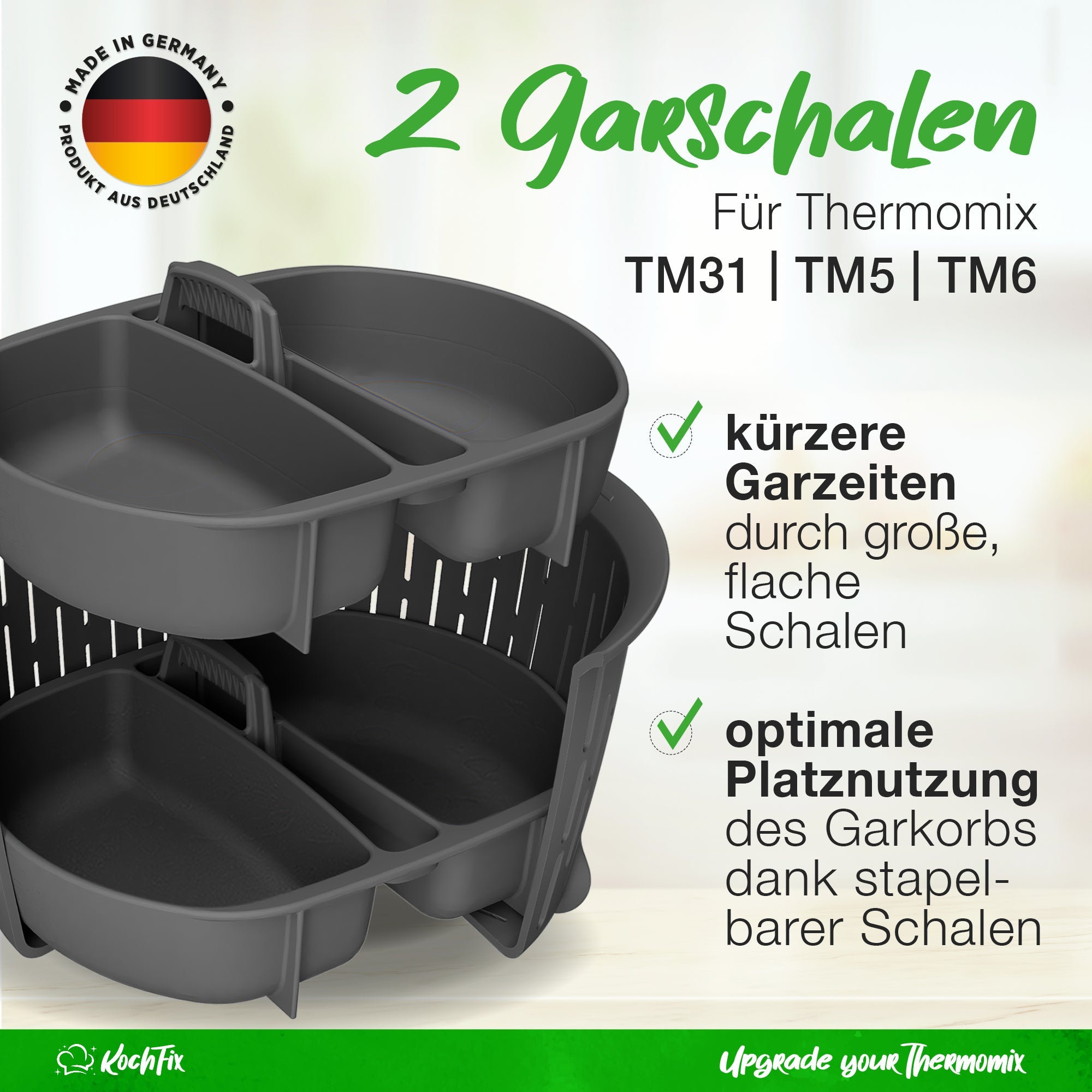 KochFix | 2er-Set Garschalen für Thermomix TM6, TM5, TM31