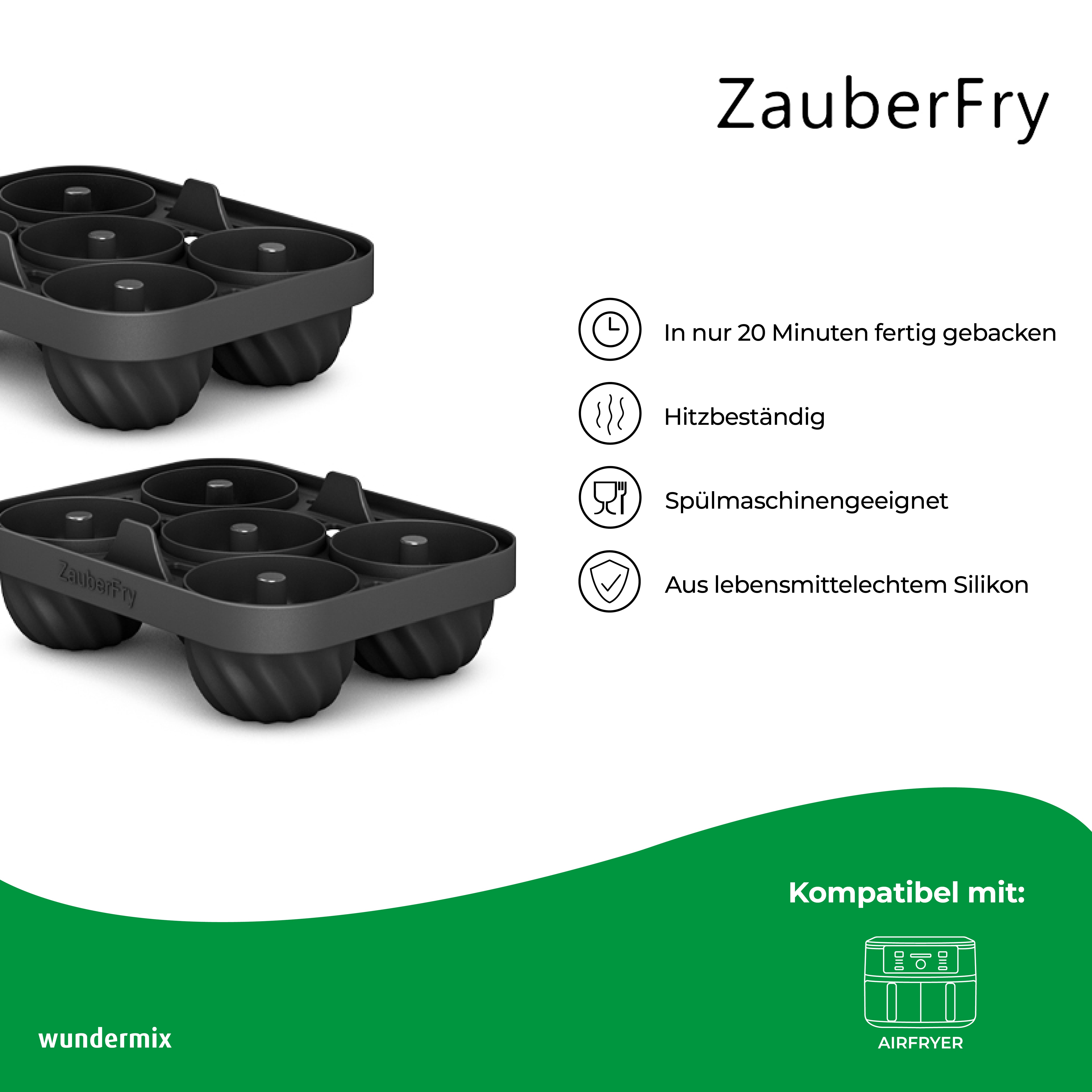 ZauberFry - Backform „Mini-Gugelhupf“ kompatibel mit Ninja Airfryer (2er-Set)