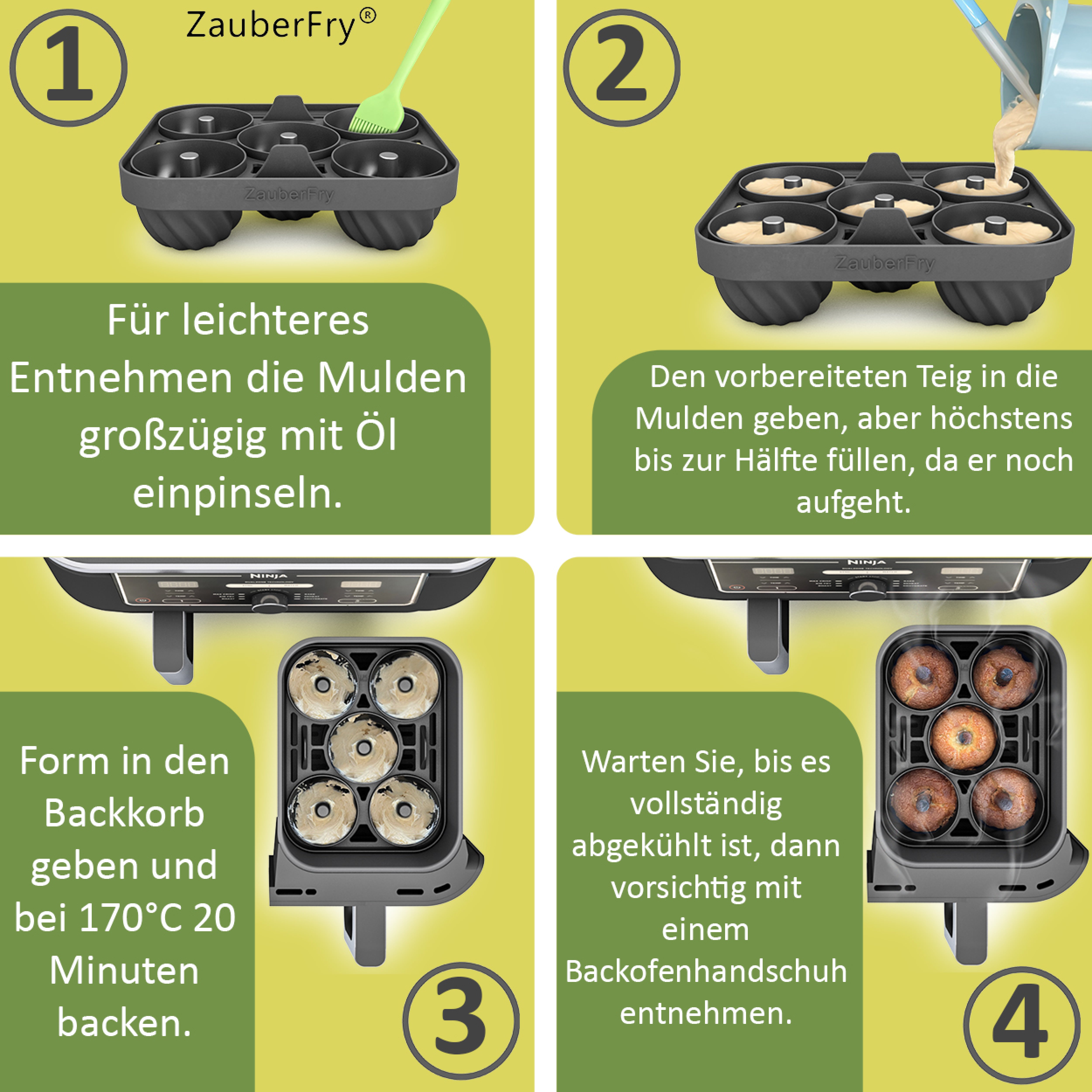 ZauberFry - Backform „Mini-Gugelhupf“ kompatibel mit Ninja Airfryer (2er-Set)