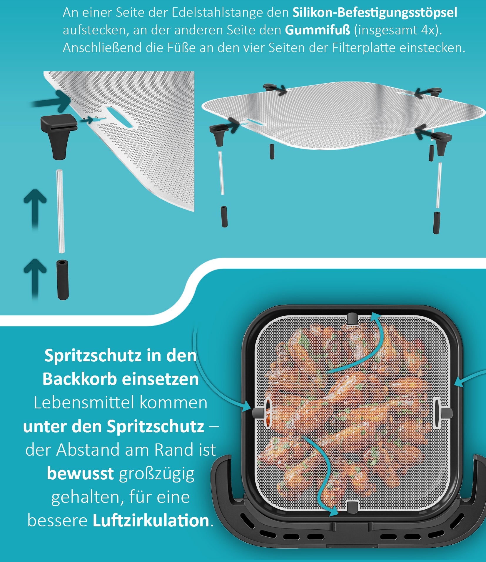 ZauberFry | Spritzschutz für Tefal Easy Fry XL Surface Airfryer