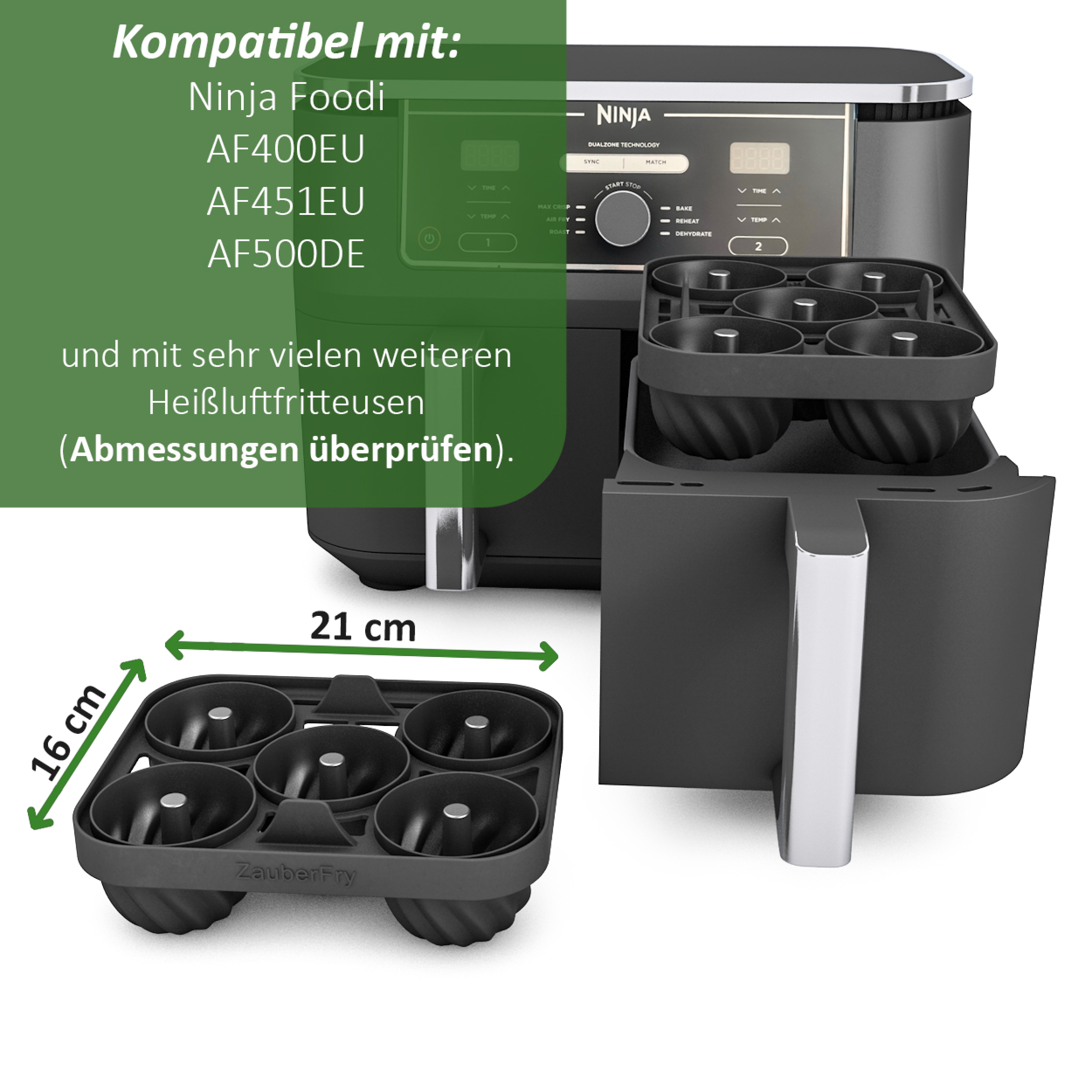 ZauberFry - Backform „Mini-Gugelhupf“ kompatibel mit Ninja Airfryer (2er-Set)