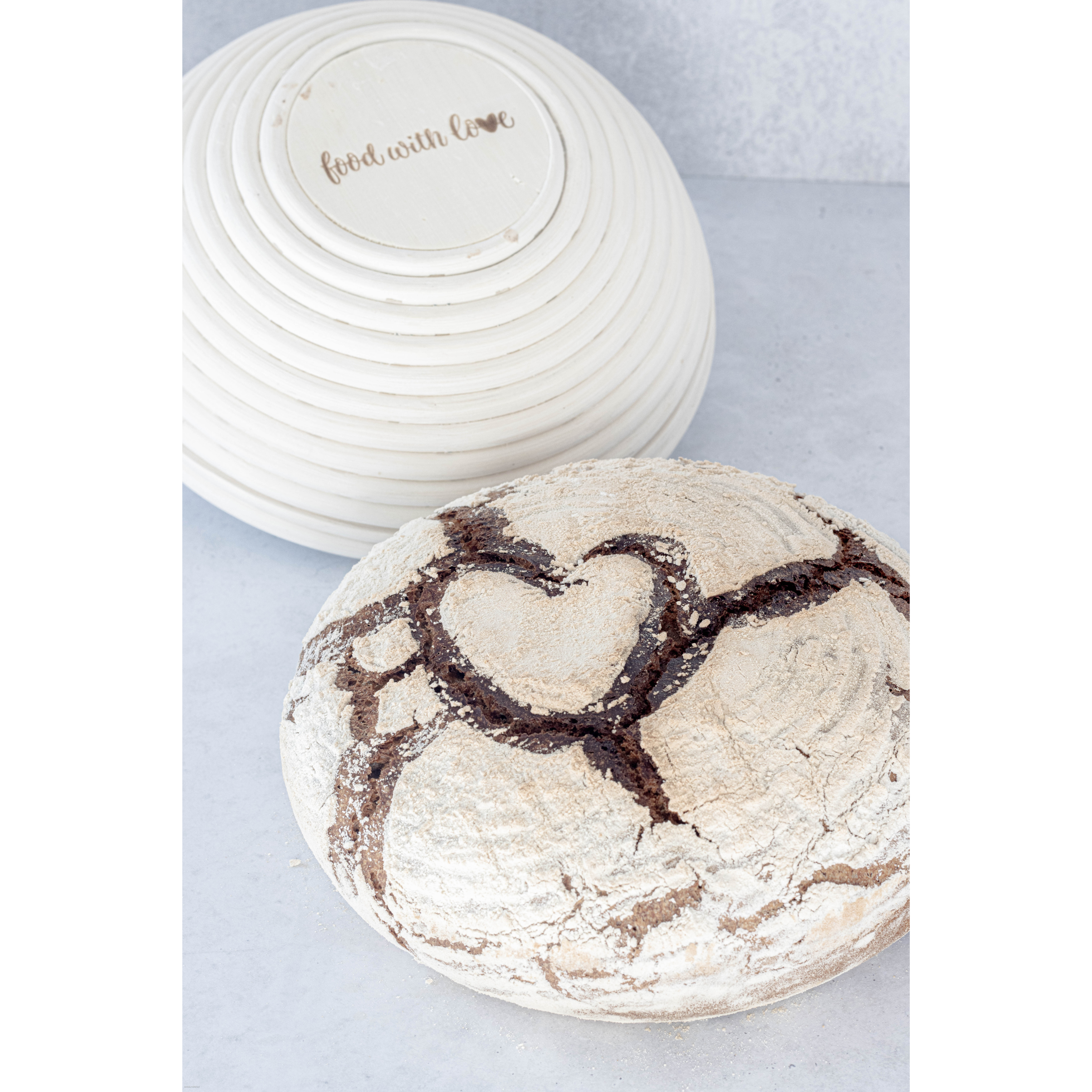 Gärkörbchen „food with love“ aus Peddigrohr | rund Ø 23 cm