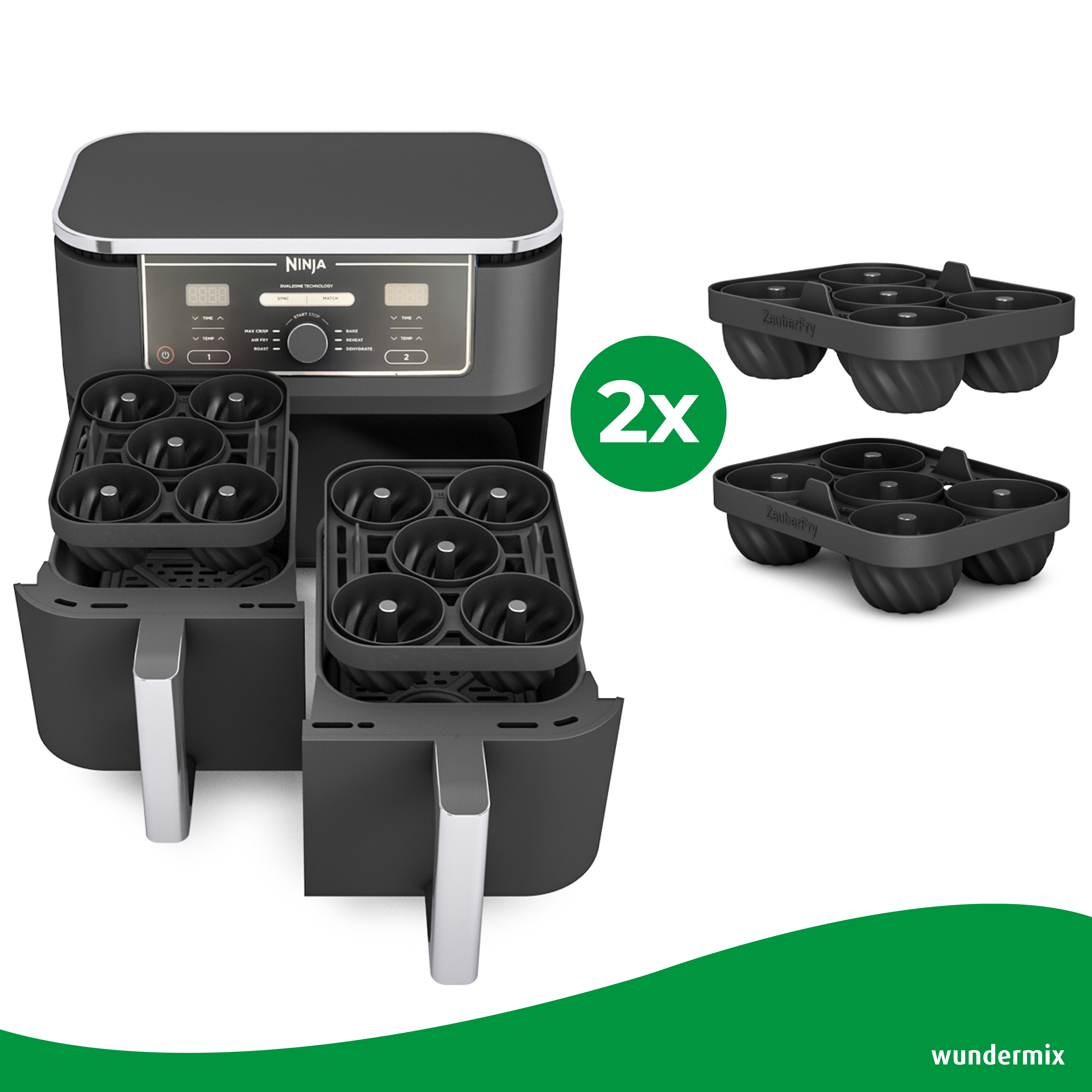 ZauberFry - Backform „Mini-Gugelhupf“ kompatibel mit Ninja Airfryer (2er-Set)