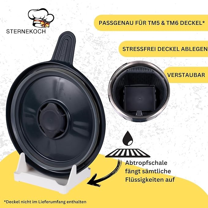 STERNEKOCH Deckelhalter mit Abtropfschale für Thermomix TM6, TM5