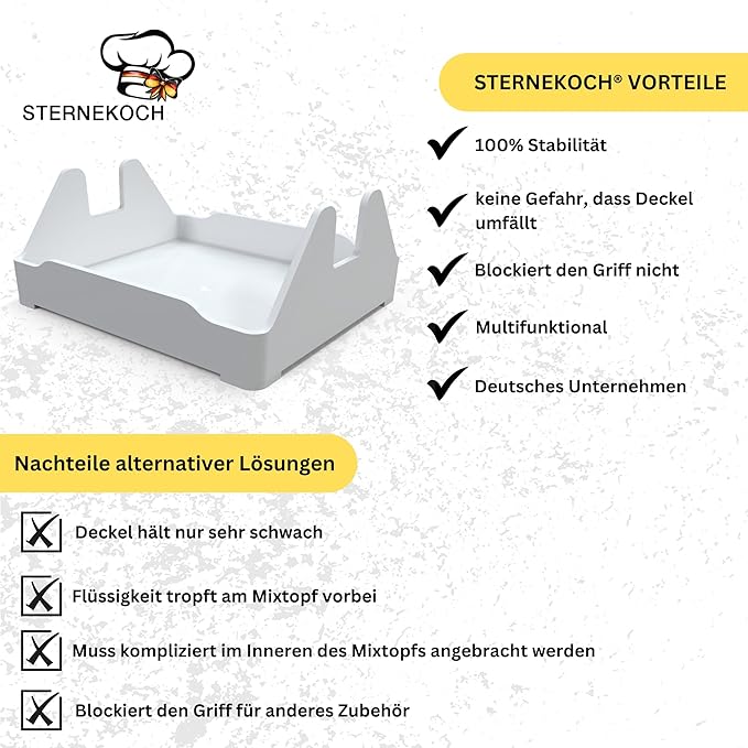 STERNEKOCH Deckelhalter mit Abtropfschale für Thermomix TM6, TM5