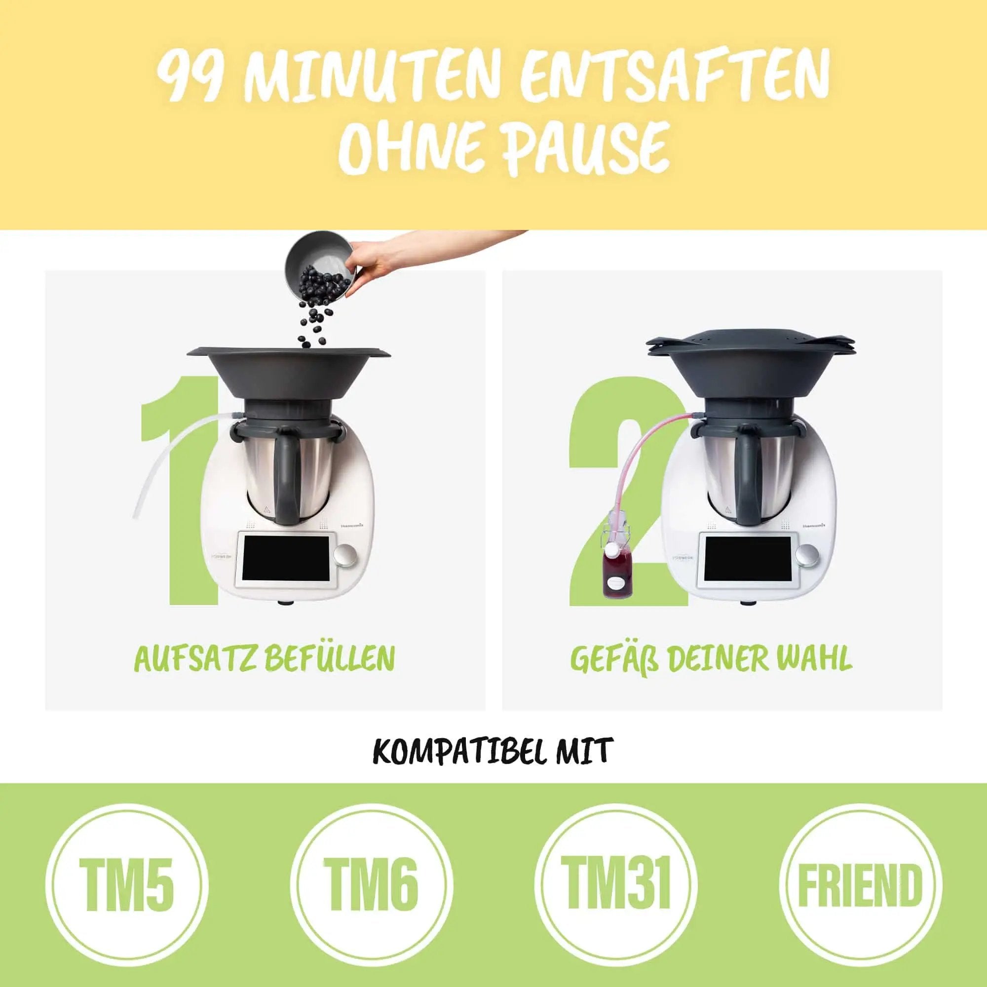 Dampfentsafter-Aufsatz von MixFino® für Thermomix TM6, TM5, TM31 und TM Friend