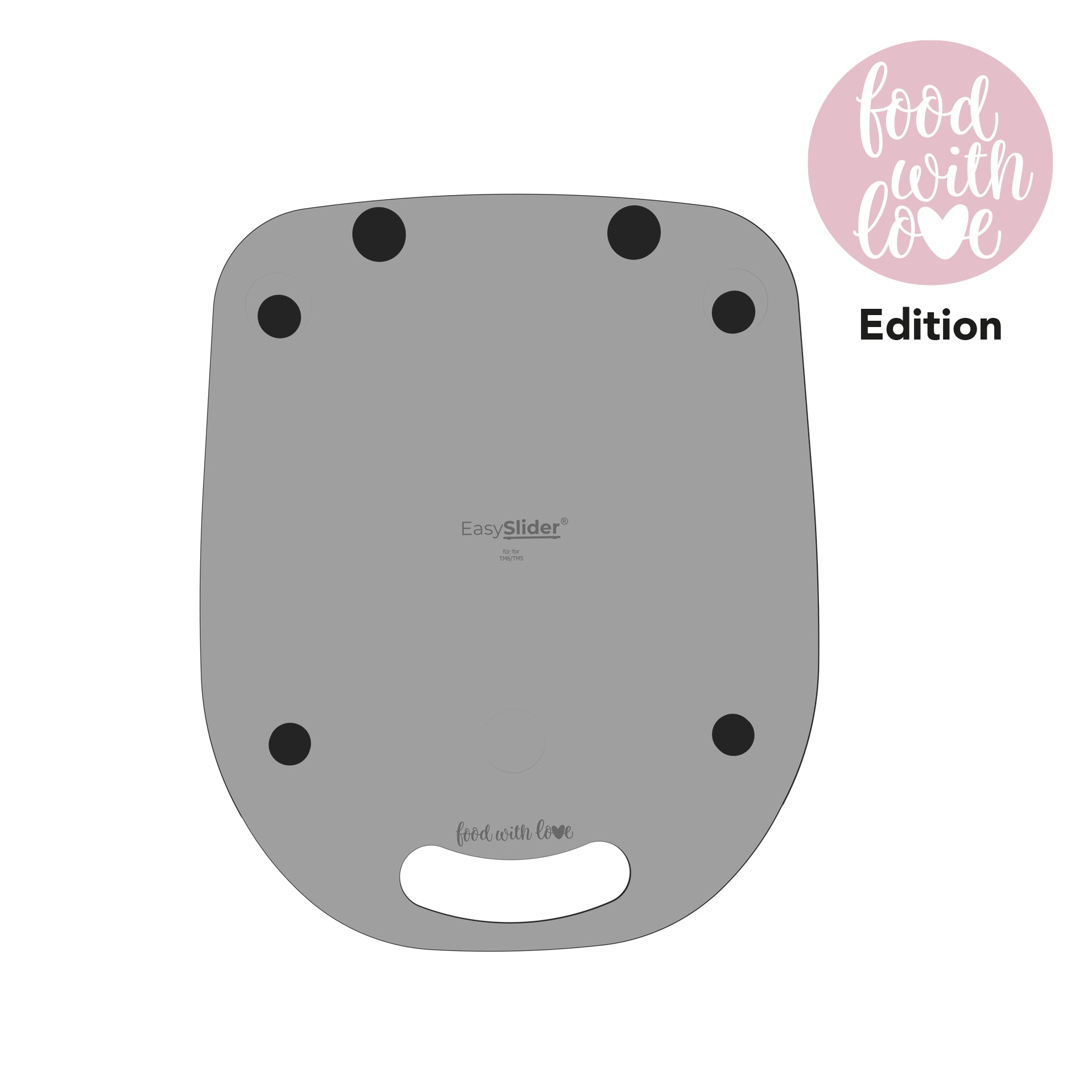 EasySlider® | Gleitbrett aus Acrylglas für Thermomix TM6, TM5 | «food with love» Edition