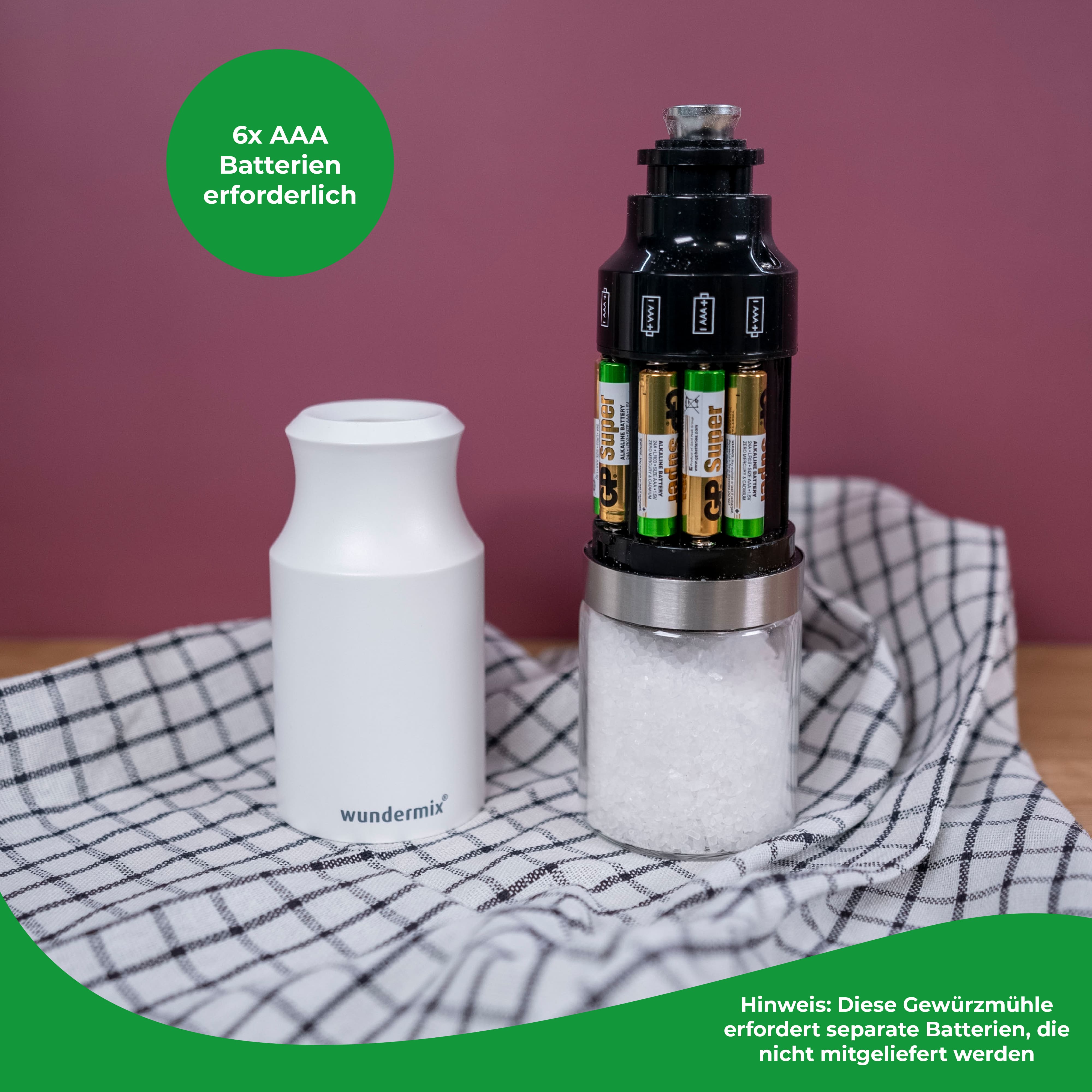 WunderSpicer® | Elektrische Salz- oder Pfeffermühle mit Keramik-Mahlwerk