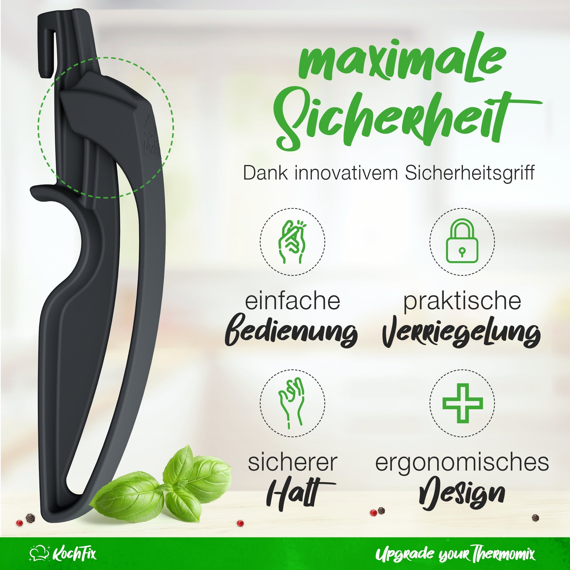 KochFix | Griff für Thermomix-Garkörbchen / Gareinsatz für Thermomix TM7, TM6, TM5, TM31