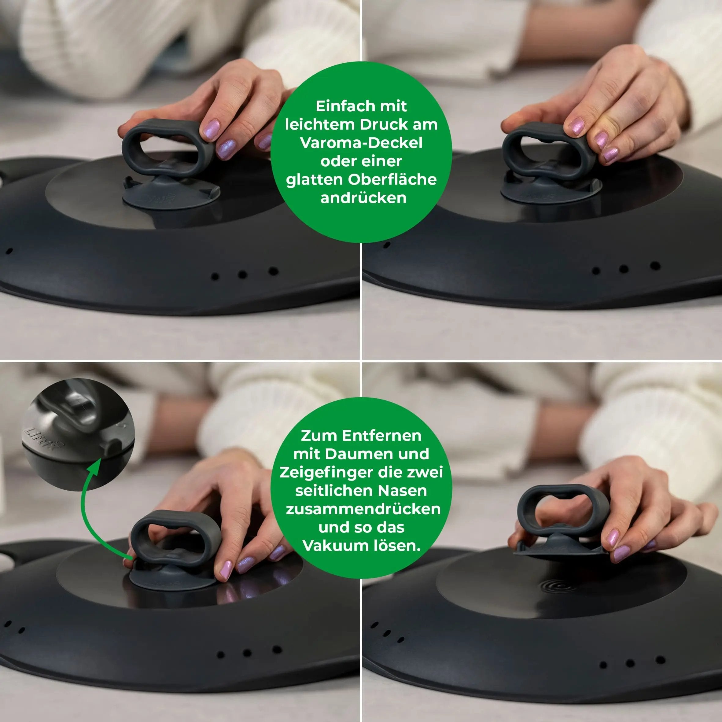 Liftix® | Saugnapf-Griff für Varoma-Deckel & Dampfgaraufsatz-Deckel Monsieur Cuisine