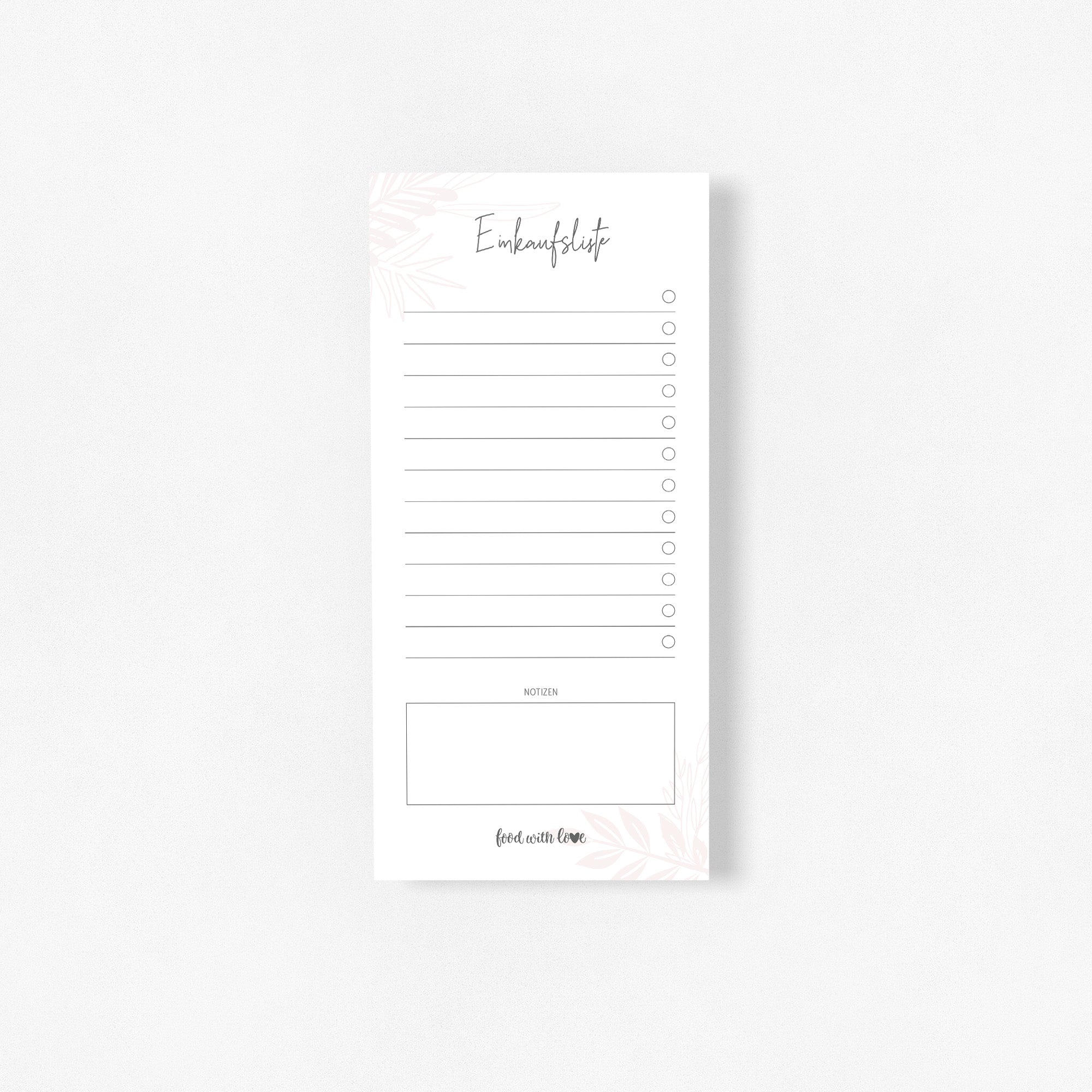 Einkaufsliste «food with love» | 50 Blatt