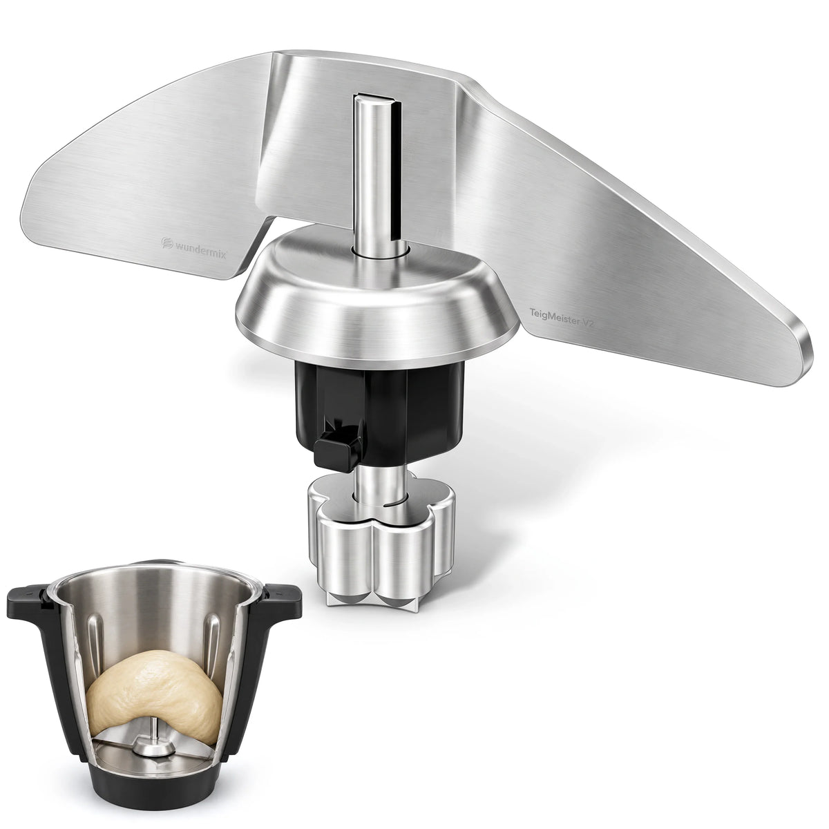 TeigMeister V2 | Edelstahl Kneteinsatz für Monsieur Cuisine Connect, Trend, Smart & Compact