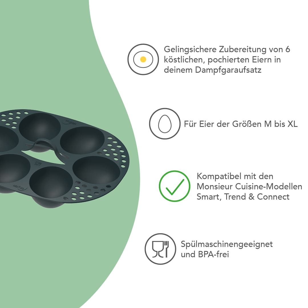 MixEgg® | Eierpochiereinsatz für TM7 und Monsieur Cuisine Smart, Trend, Connect