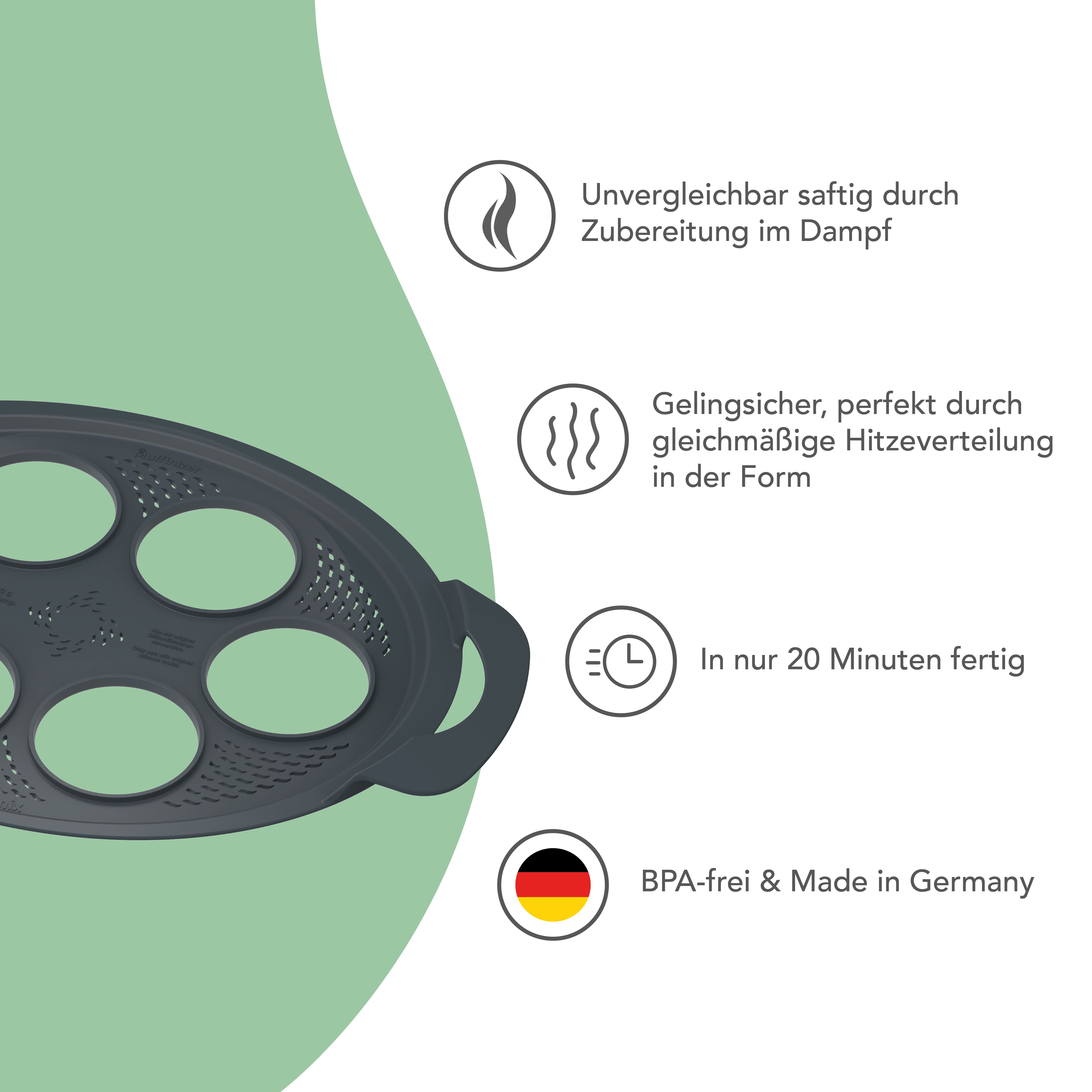 Muffinizer® | inkl. 6 Silikonförmchen | Backform für Thermomix TM6, TM5, TM31