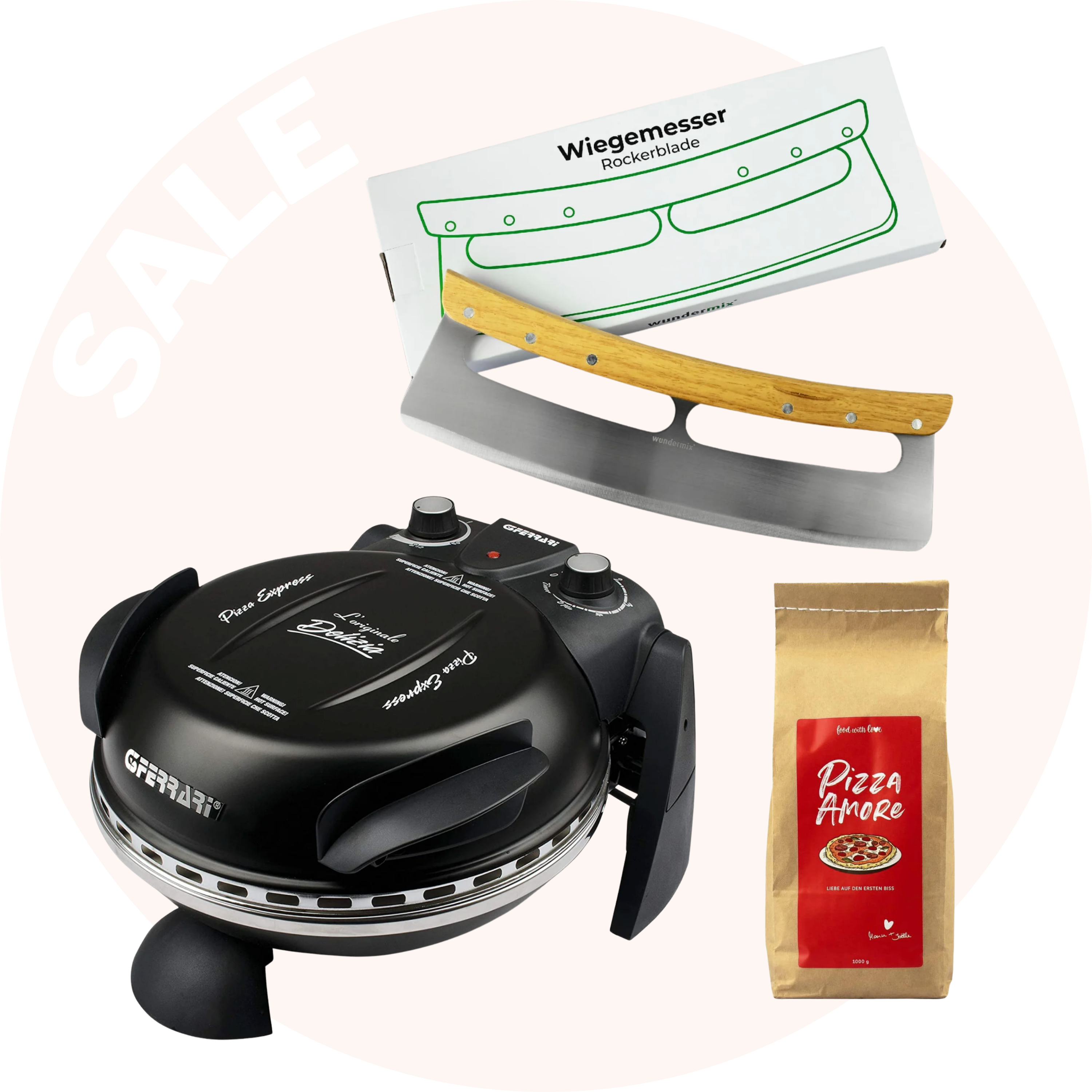 Pizza Set „Amore“ | Pizzaofen + Wiegemesser + Backmischung