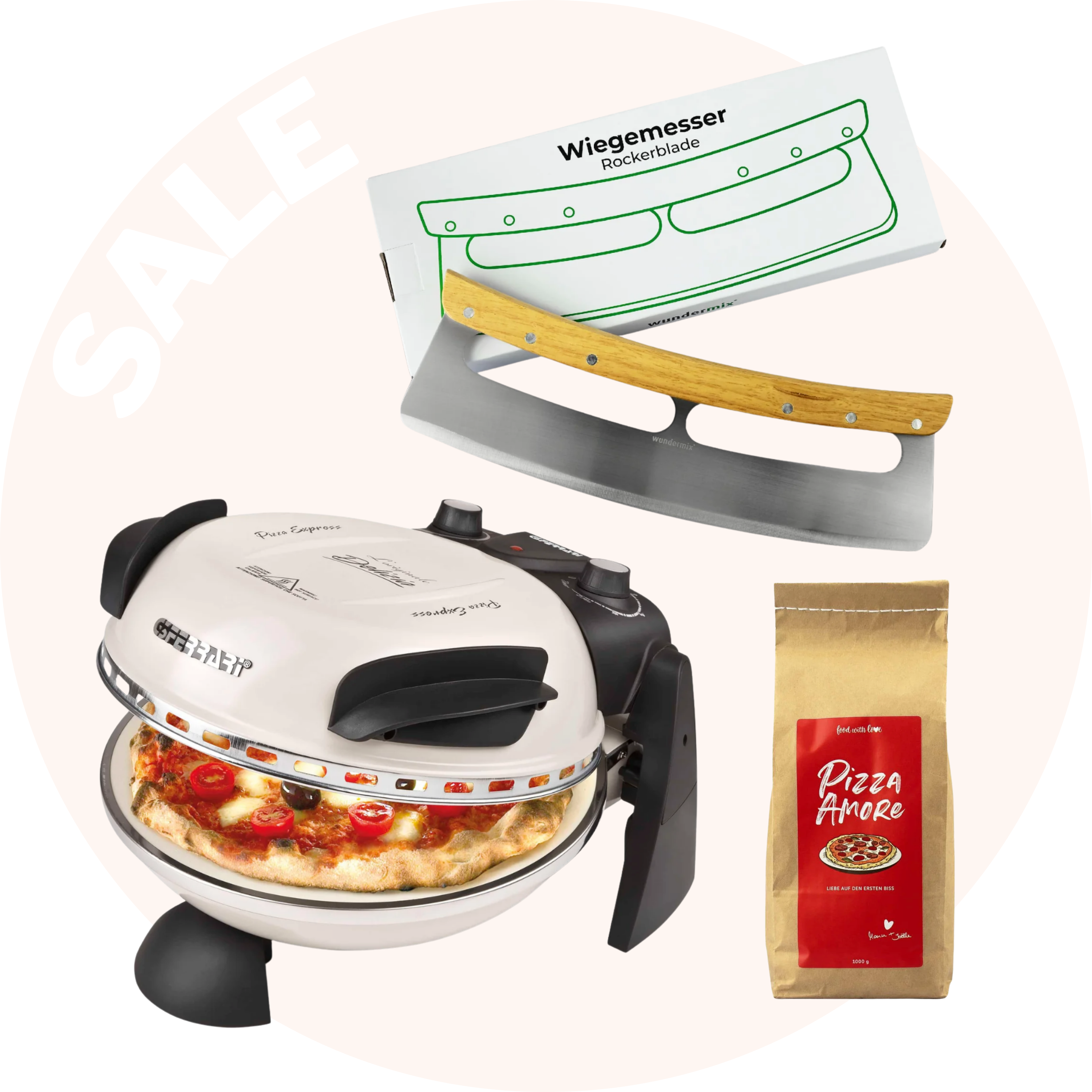 Pizza Set „Amore“ | Pizzaofen + Wiegemesser + Backmischung