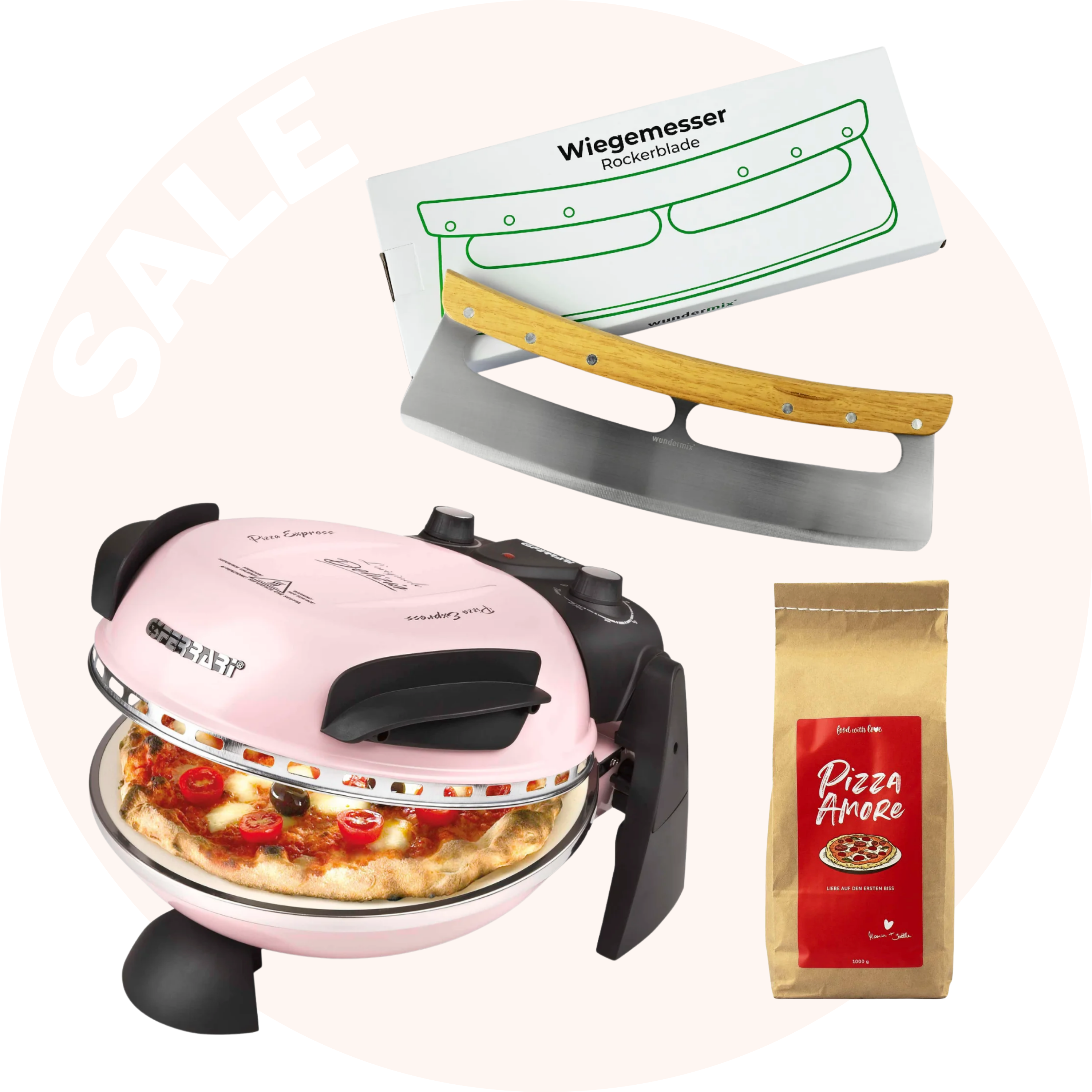 Pizza Set „Amore“ | Pizzaofen + Wiegemesser + Backmischung
