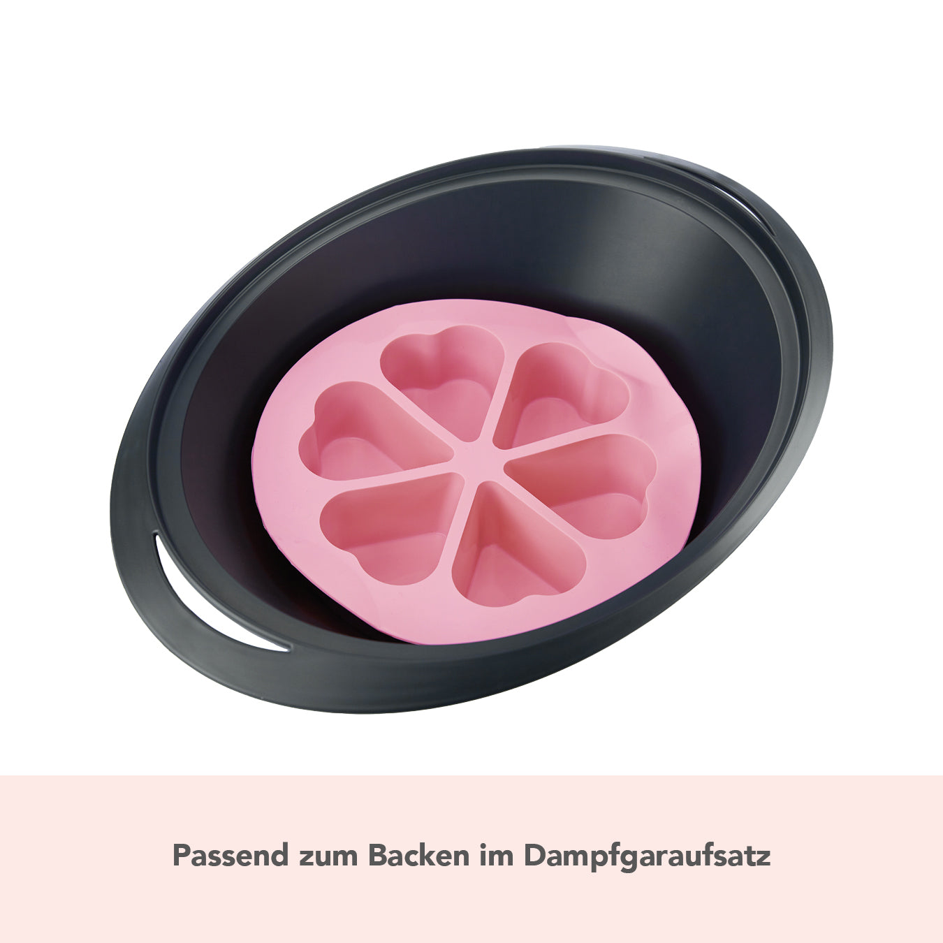 Silikon-Muffinform rosa Herzen - ideal für Varoma und Dampfgaraufsatz Monsieur Cuisine