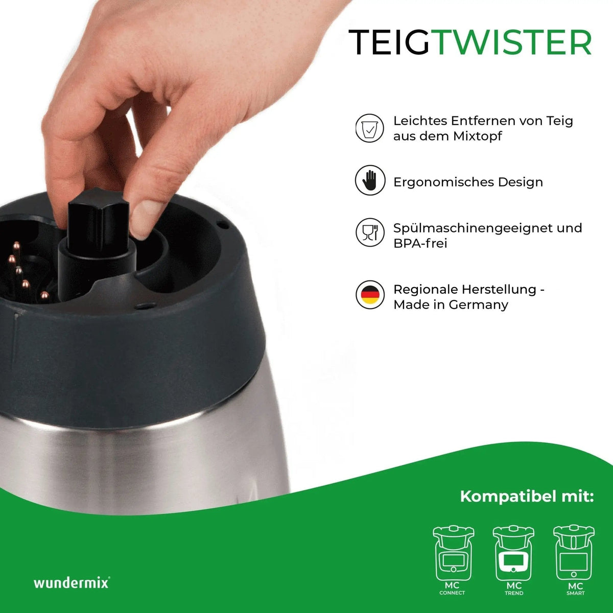 TeigTwister® für Monsieur Cuisine Connect, Trend, Smart & Compact | Teiglöser aus Kunststoff