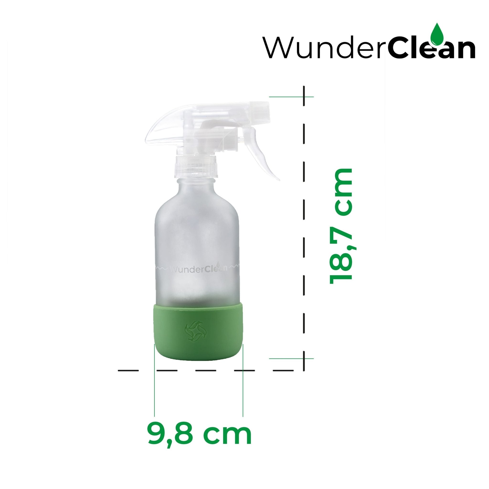 WunderClean Sprühflasche | 240 ml Glasflasche mit Silikon-Bruchschutz für WunderClean Reiniger