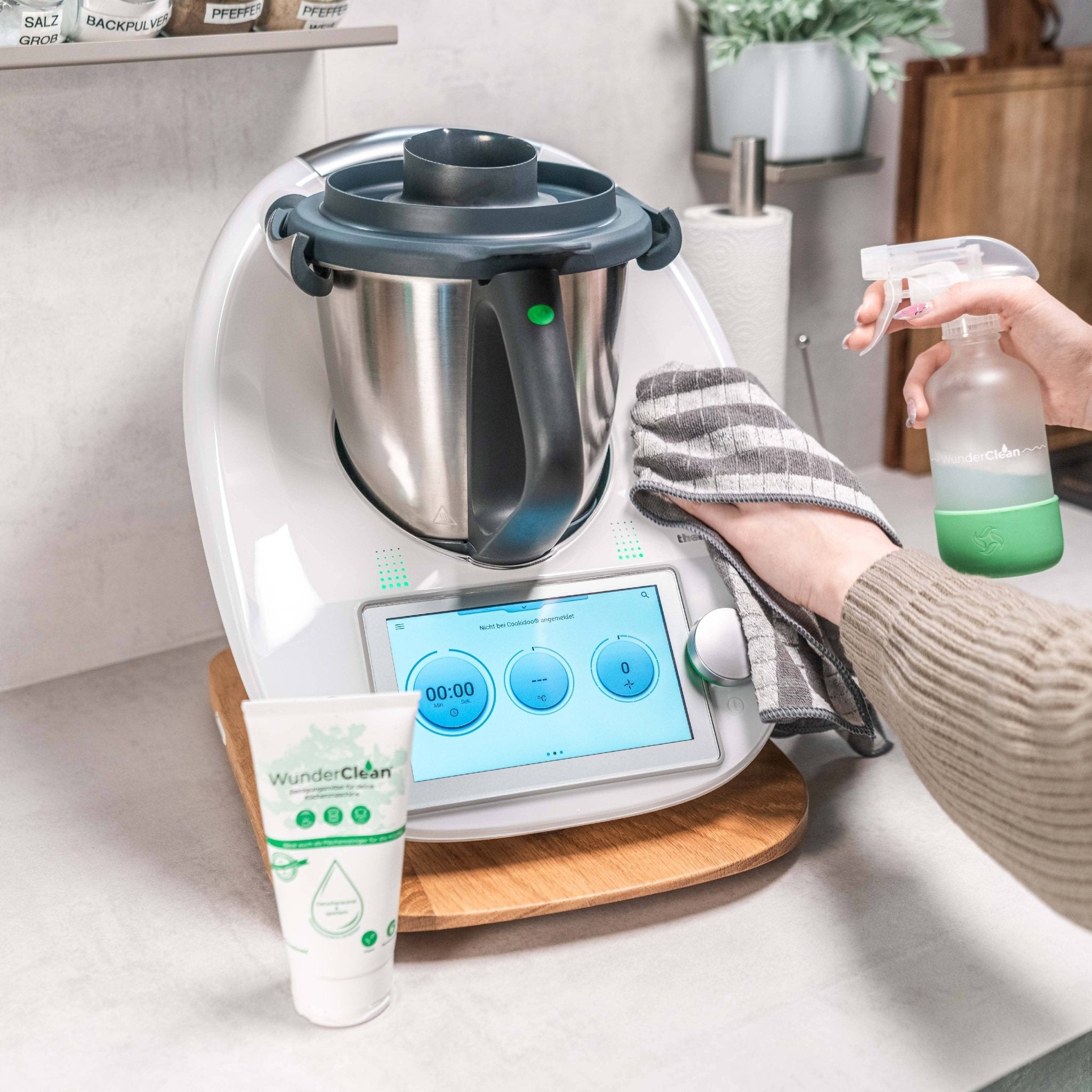 WunderClean Sprühflasche | 240 ml Glasflasche mit Silikon-Bruchschutz für WunderClean Reiniger