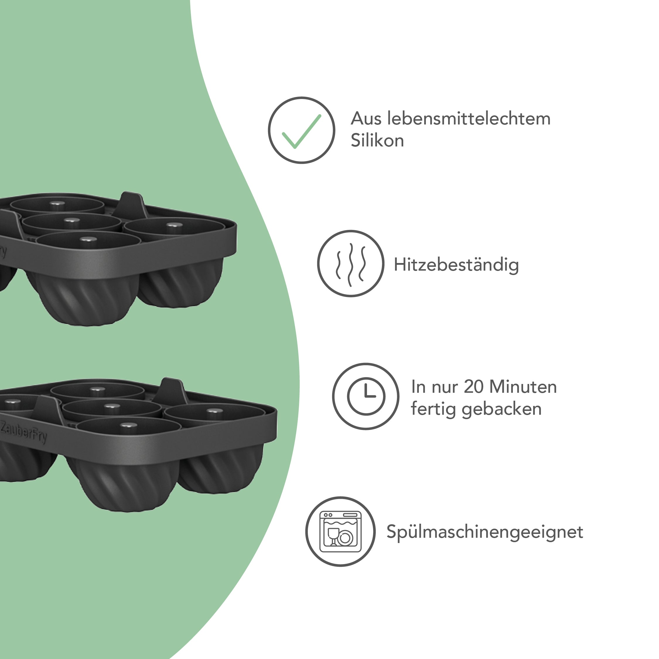 ZauberFry | Backform „Mini-Gugelhupf“ kompatibel mit Ninja Airfryer (2er-Set)