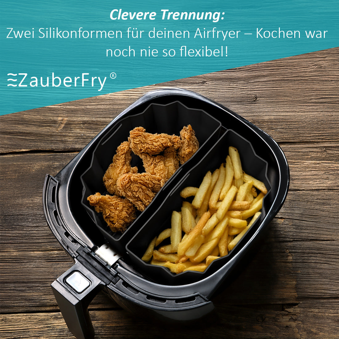 ZauberFry | DUAL Silikonform für AirFryer kompatibel mit Philips, Cosori und mehr