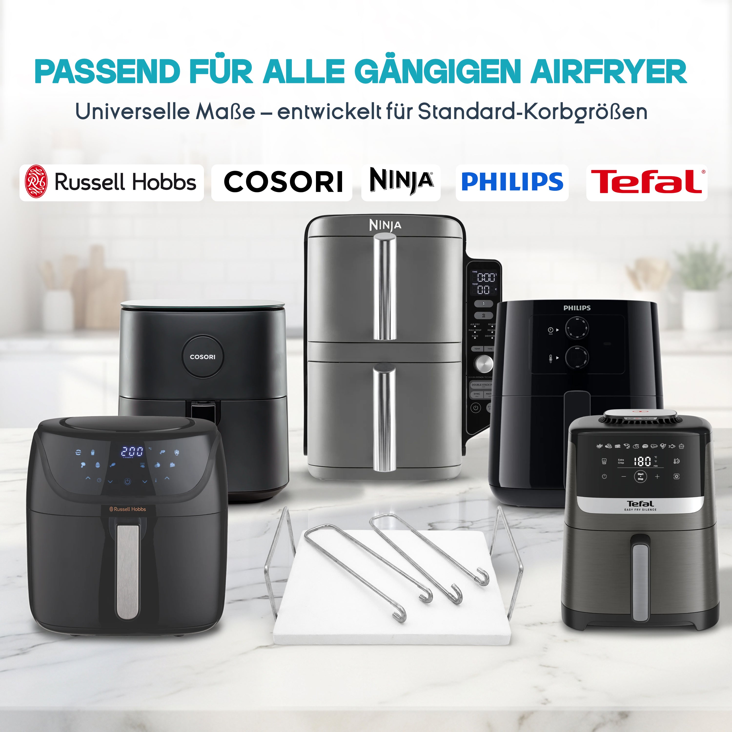 WunderFry | Airfryer Pizzastein mit Edelstahlrahmen