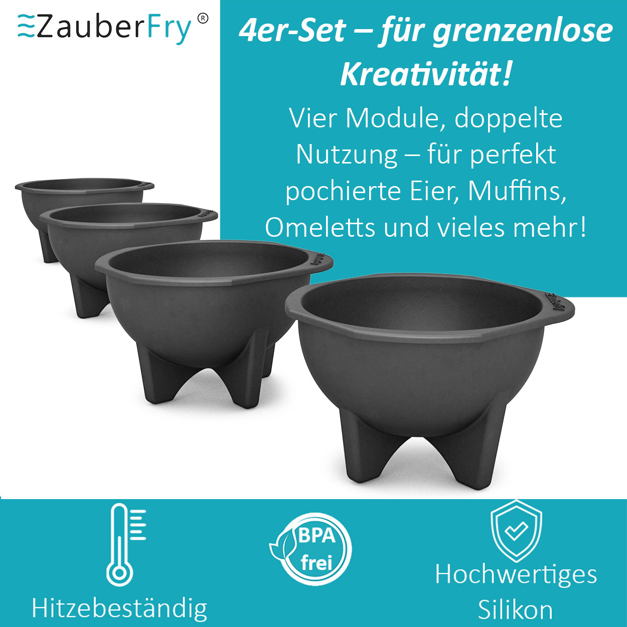 ZauberFry | Pochiereinsätze für Airfryer (4er-Set)