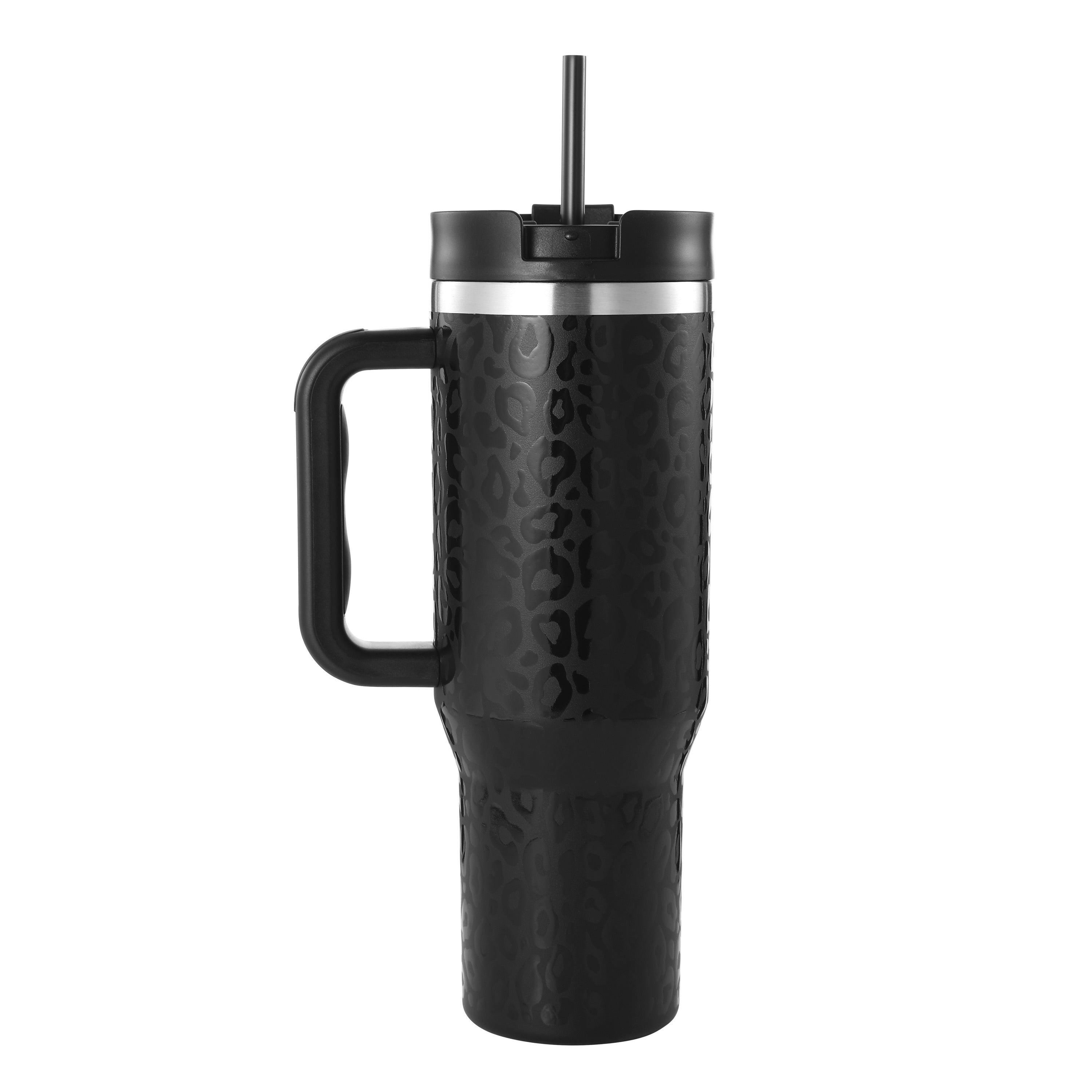 Milu Edelstahl Tumbler-Set 1200 ml, 3-tlg., 3D Leoparden-Print, mit Trinkhalm