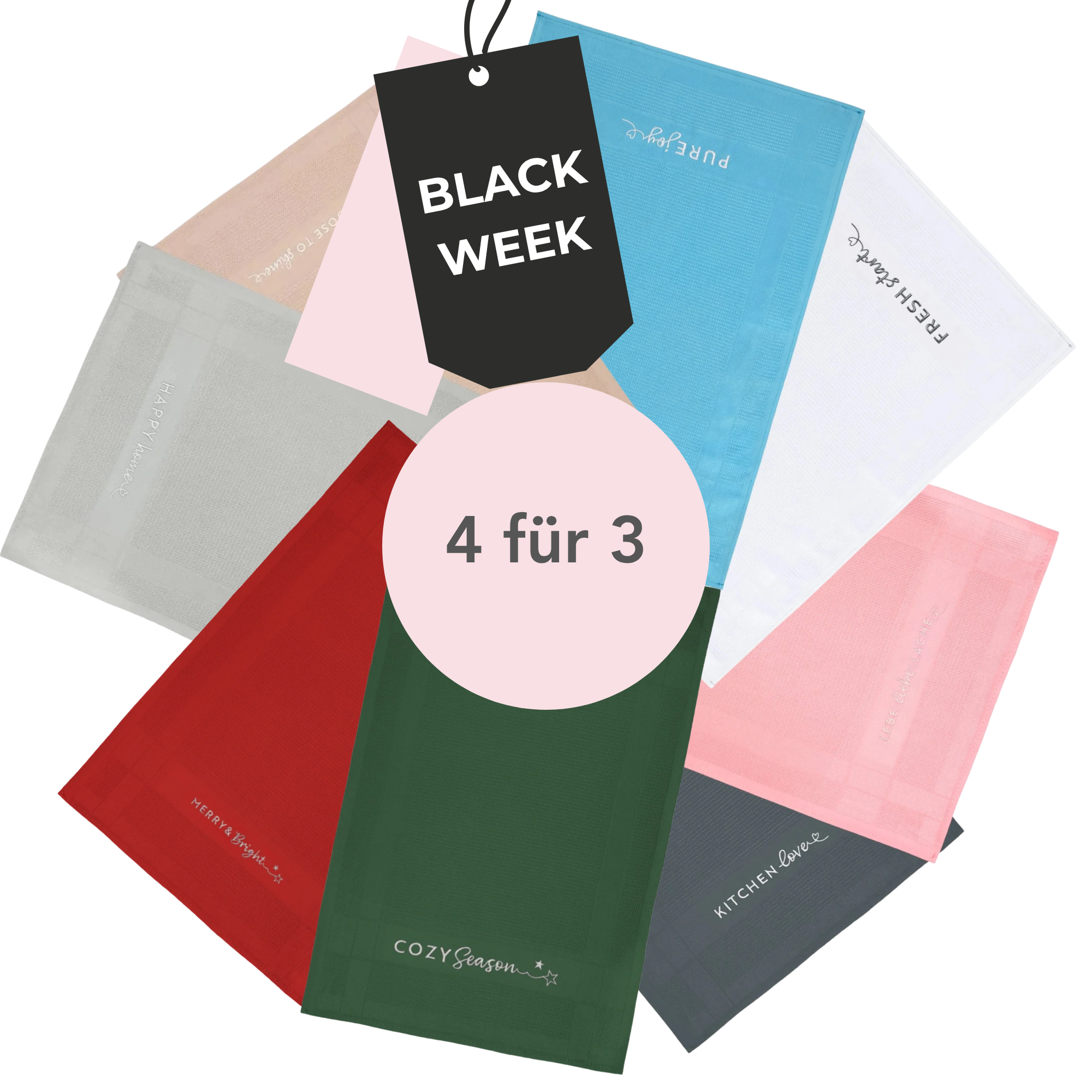 4 für 3 Aktion | Mikrofaser-Tücher 2er-Set «food with love»