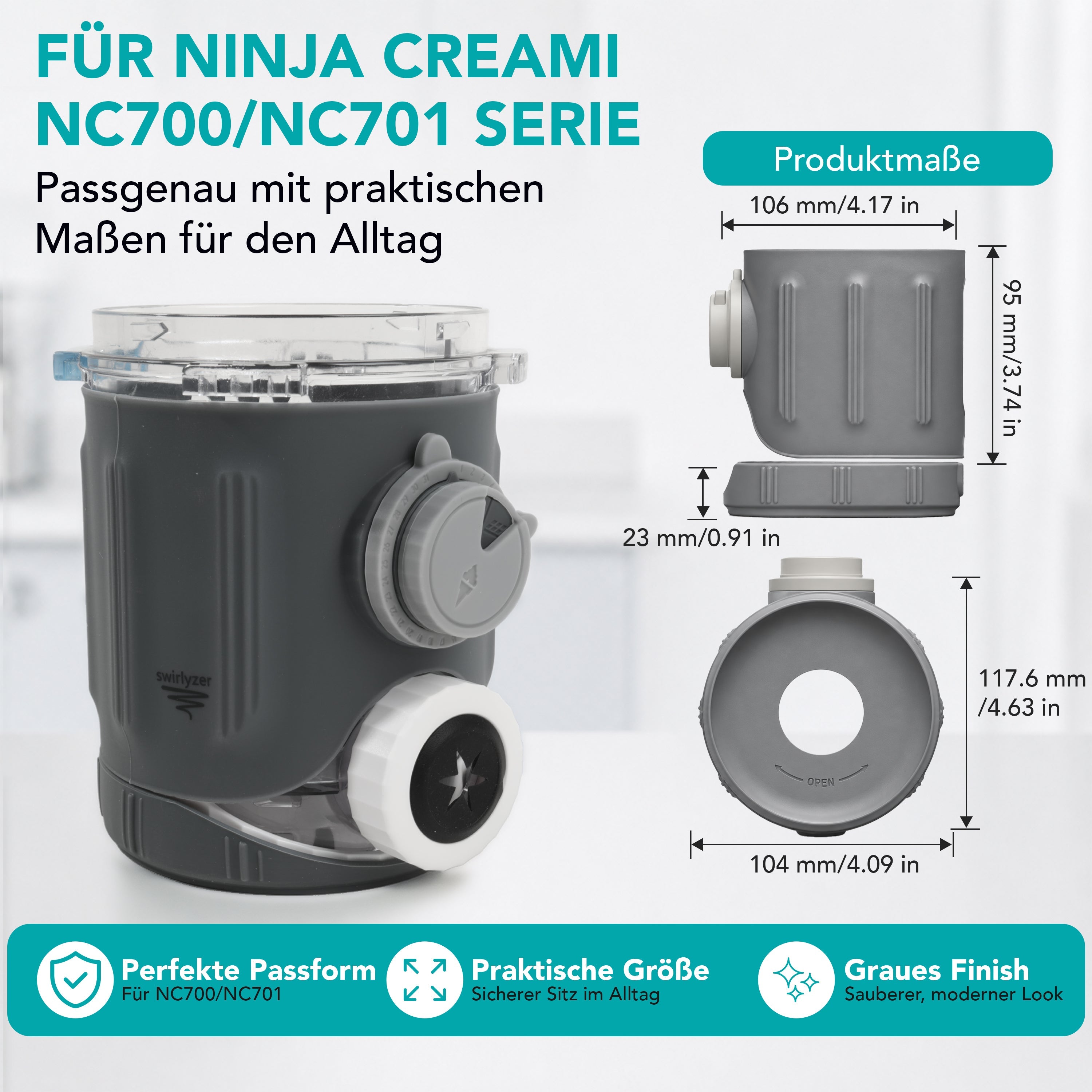 Swirlyzer | Silikon-Schutzhülle für Ninja Creami Scoop & Swirl Eisbehälter
