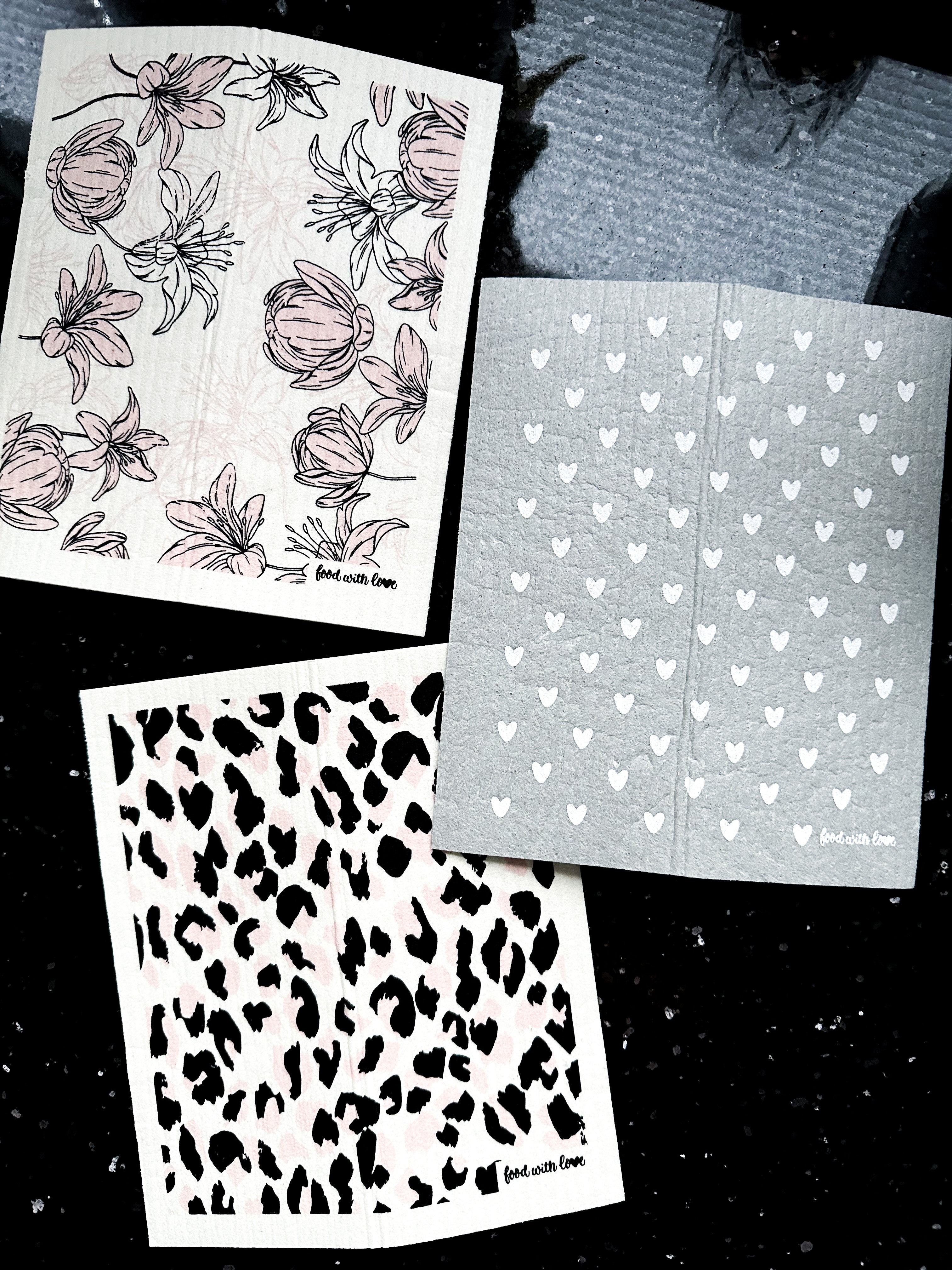 Schwammtuch 3er Set «food with love»
