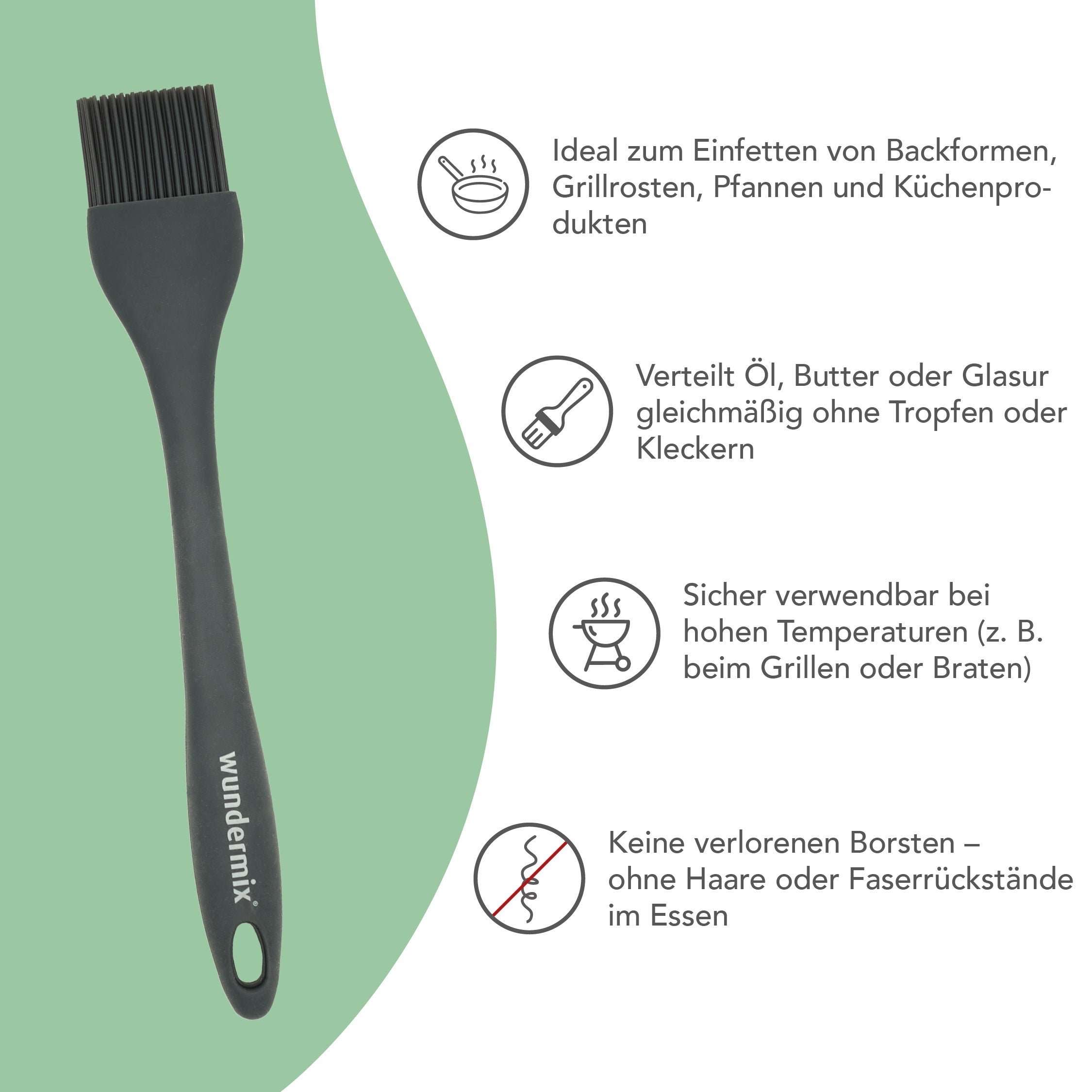 WunderBake | Silikonpinsel für Backformen, Grill & Küchenzubehör