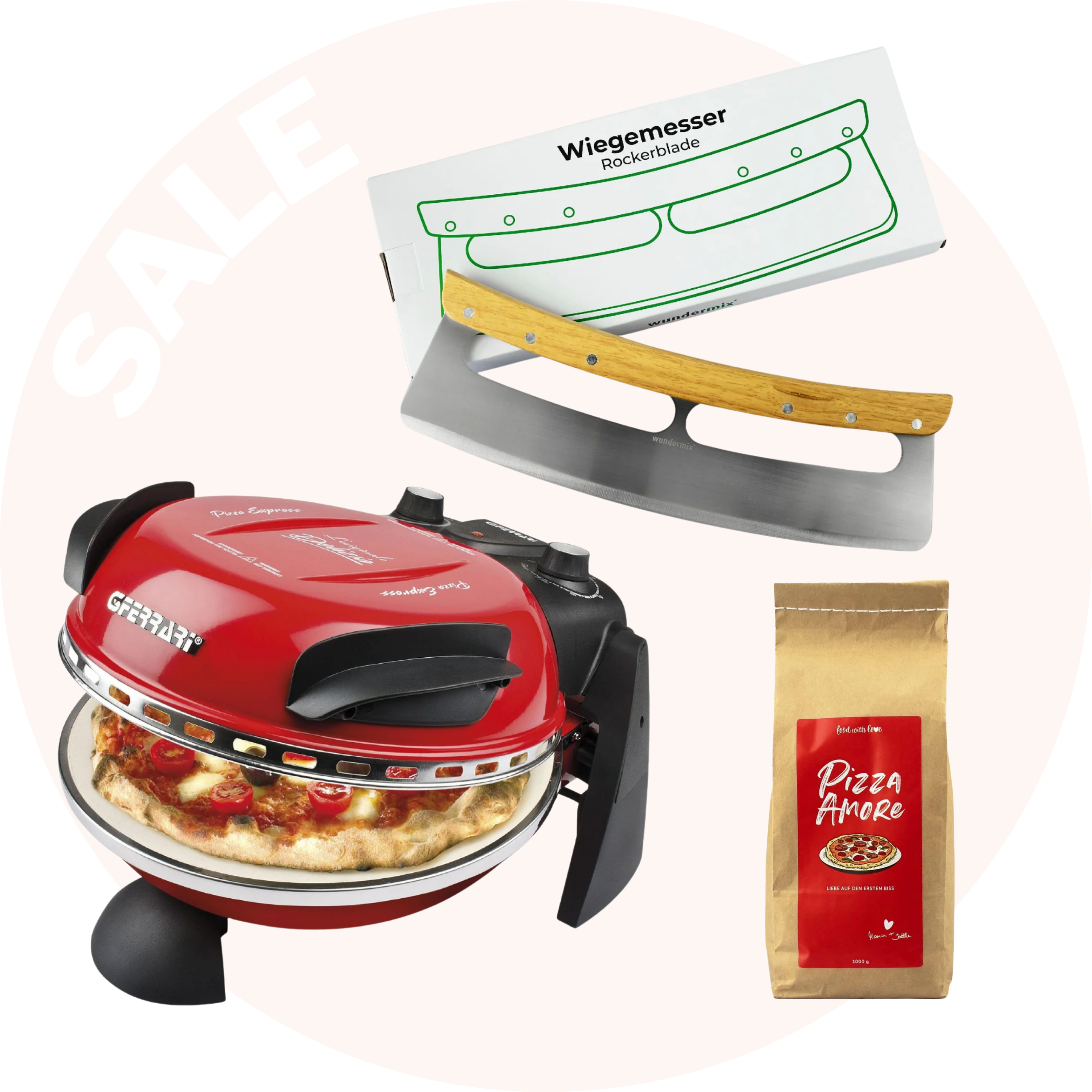 Pizza Set „Amore“ | Pizzaofen + Wiegemesser + Backmischung