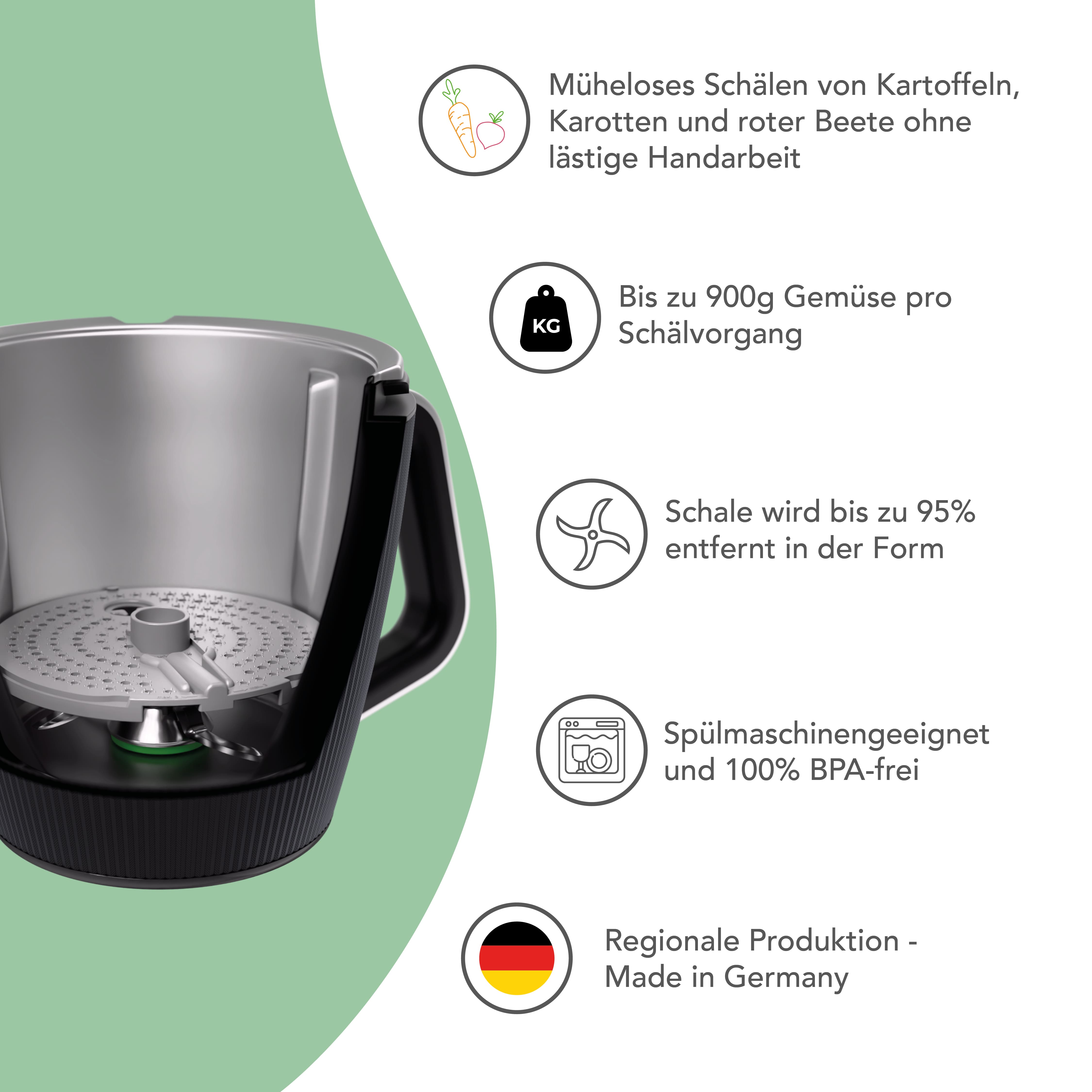 WunderPeeler® (ohne Träger) | Kunststoff-Reibscheibe zum Kartoffel schälen