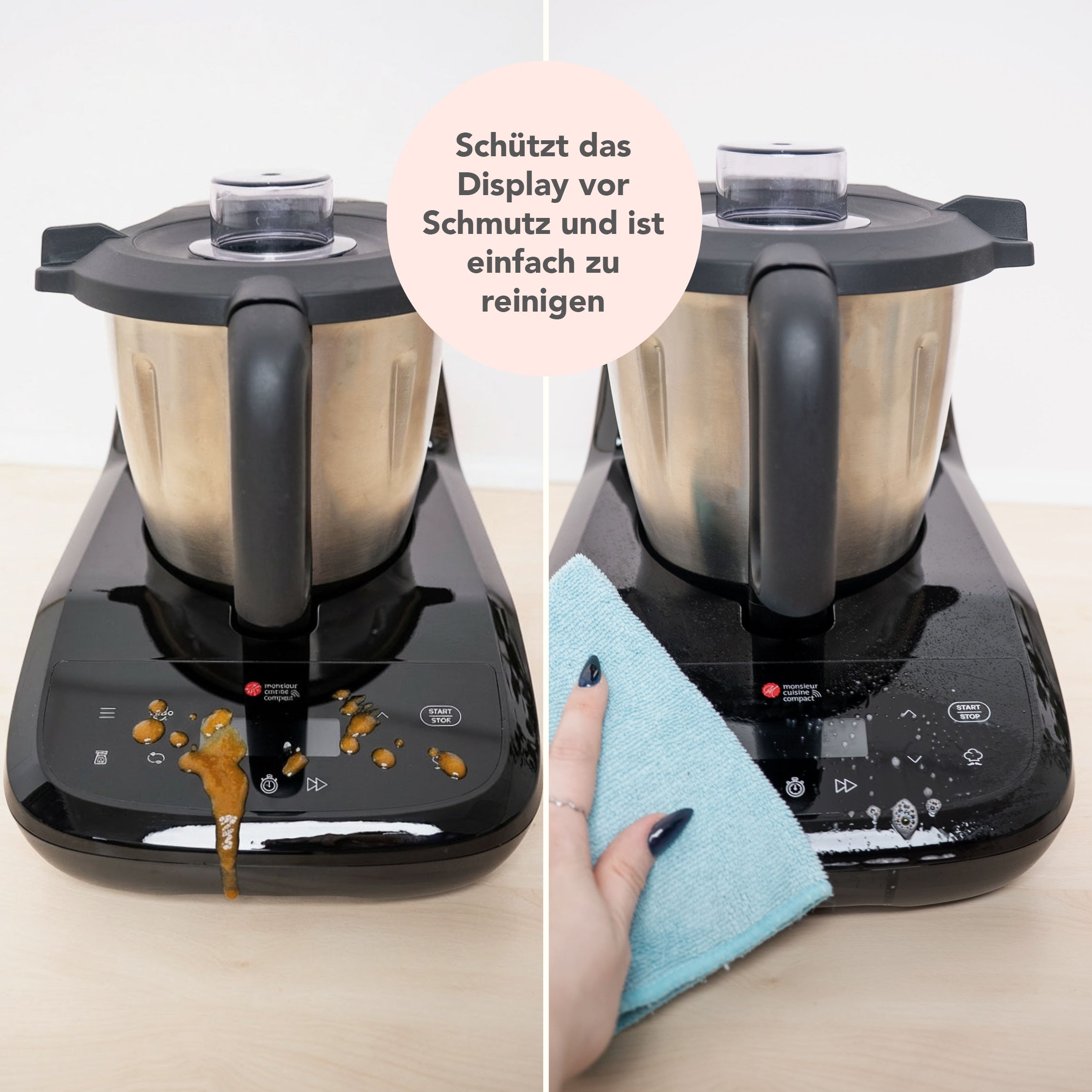 WunderScreen® Hybrid-Glas Displayschutz für Monsieur Cuisine Connect, Trend und Compact