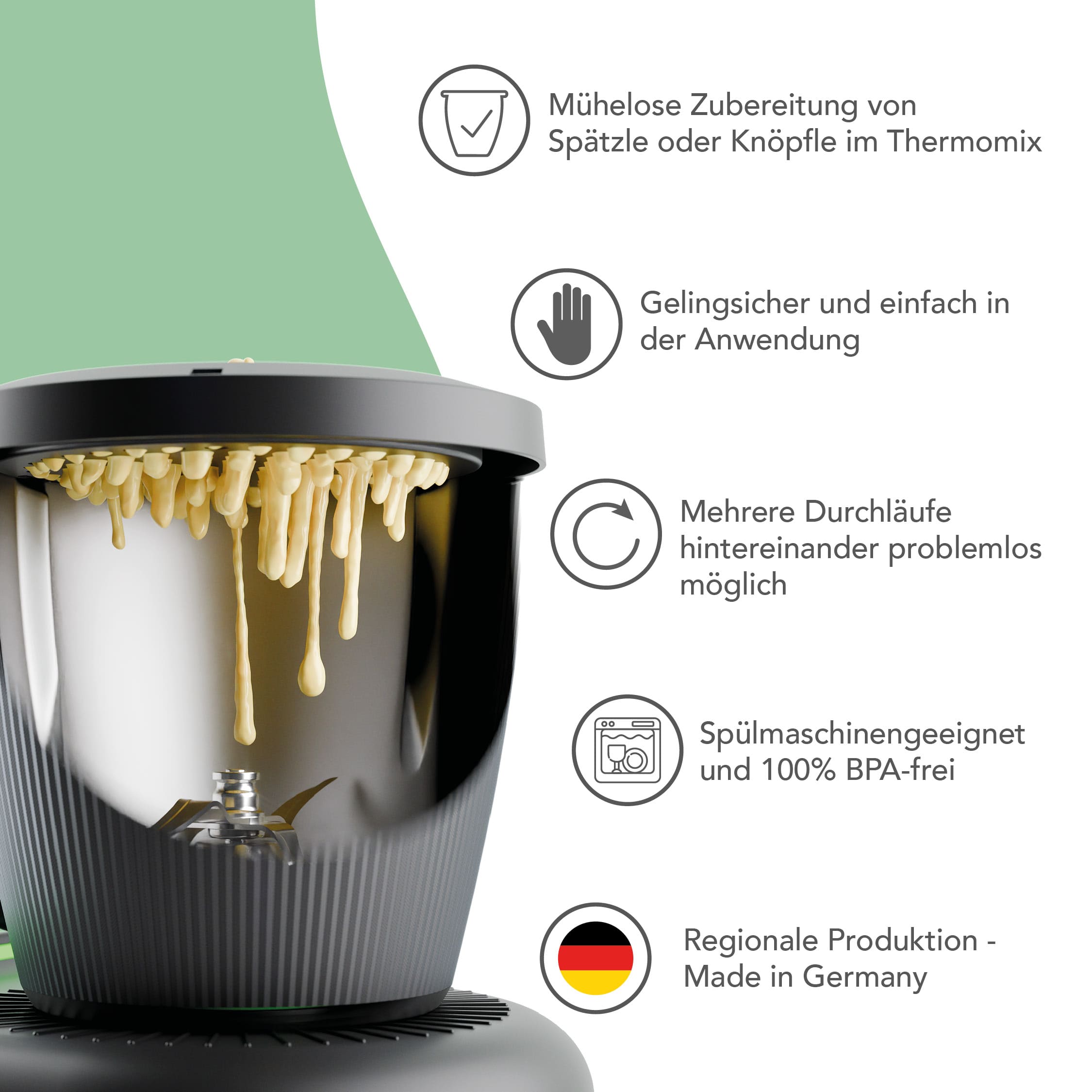 WunderSpatzl® | Spätzlereibe für Thermomix & Monsieur Cuisine